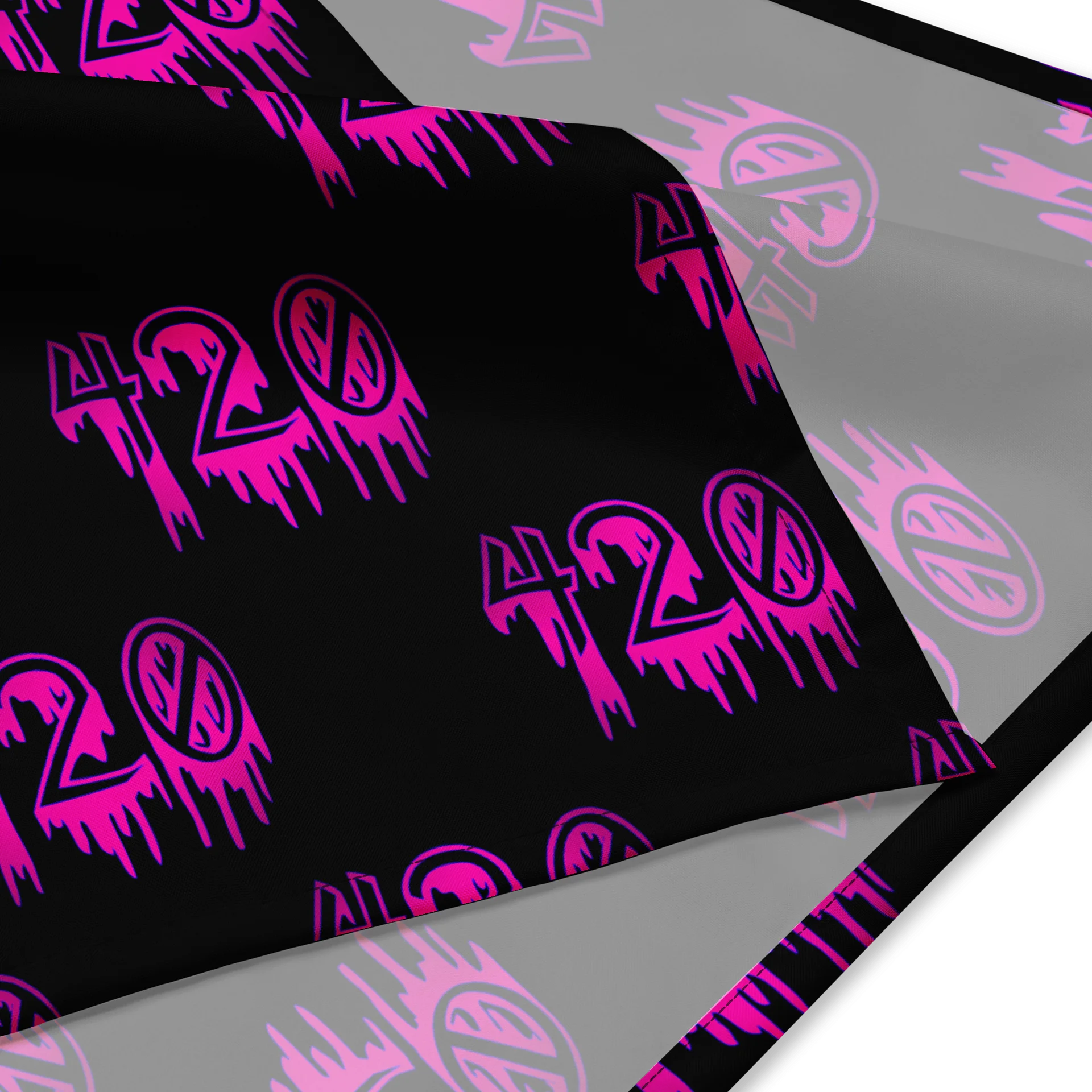 Twisted 420 Horror Stoner Style Bandana, Black Neon Pink Creepy Cannabis Accessory product image (2)
