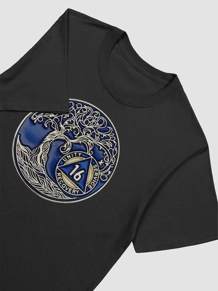 Twisted Tree of Life 16th Year Sobriety Blue Medallion | Recovery T-Shirt Inspiring Sobriety product image (2)