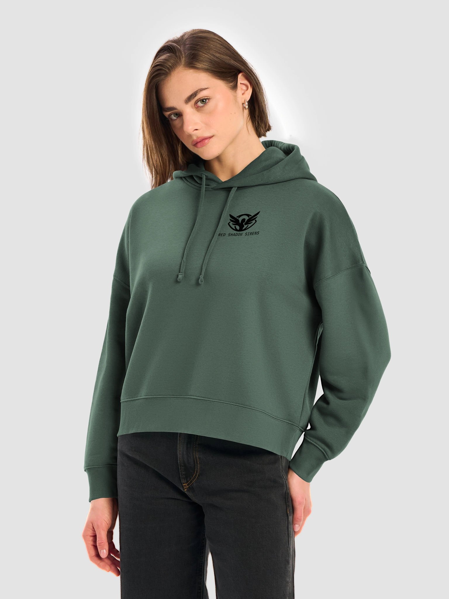 Women's organic hoodie (agency logo, black) product image (5)