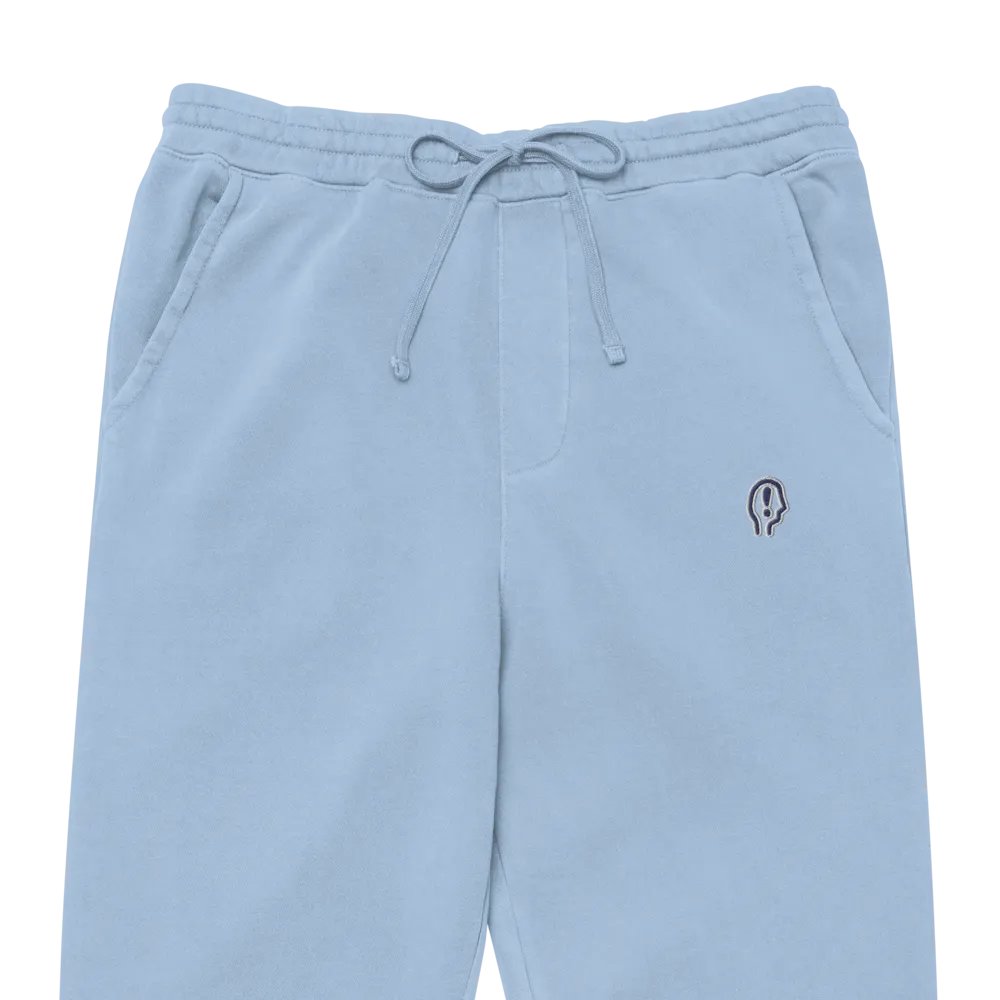 EXCLAIMING MENTALLY (navy and white thread) pigment dyed sweatpants product image (2)