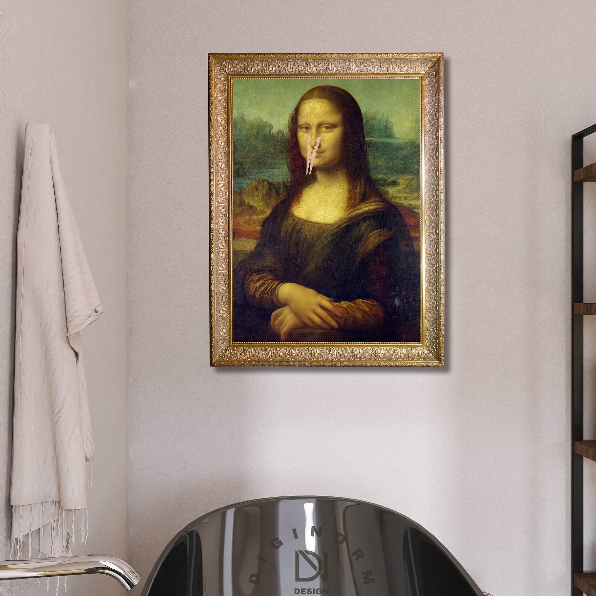 Funny Bathroom Altered Art, surreal Mona Lisa product image (6)
