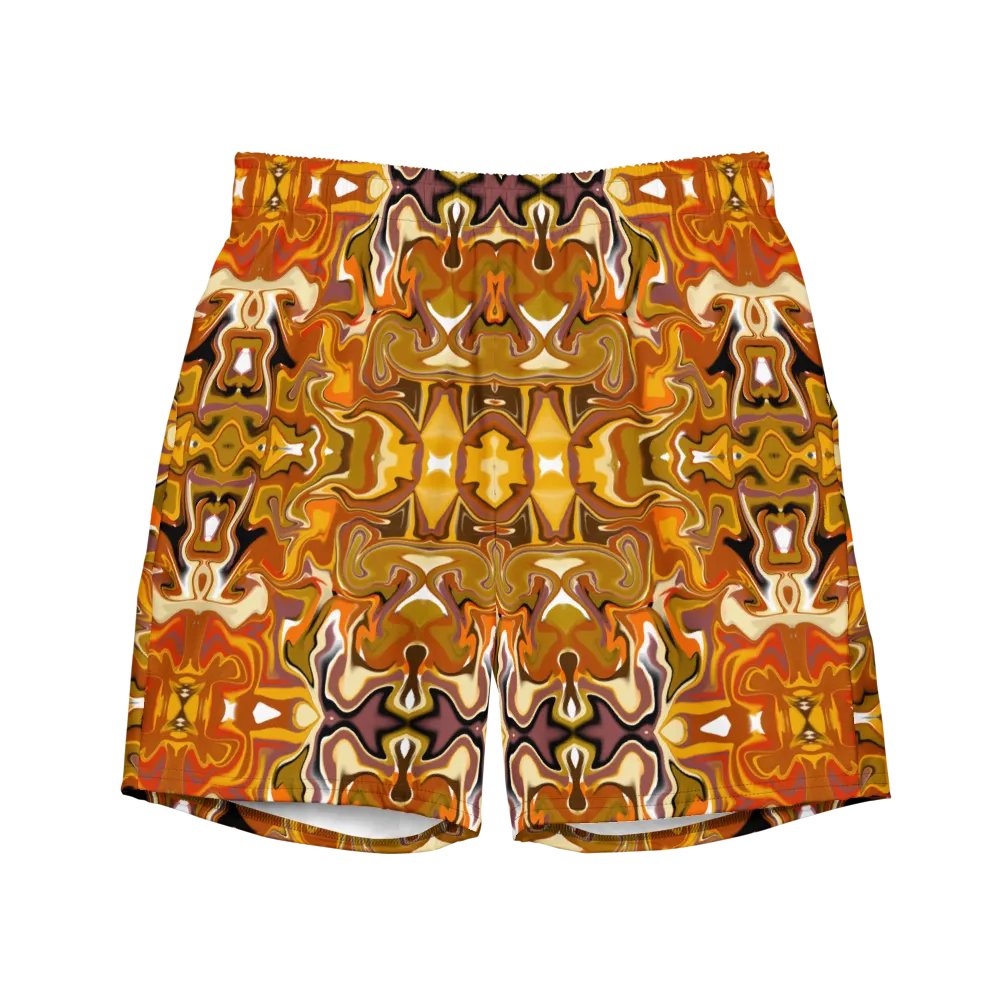 Symmetrical Splendor Brown African Inspired Design Swim Trunks product image (2)