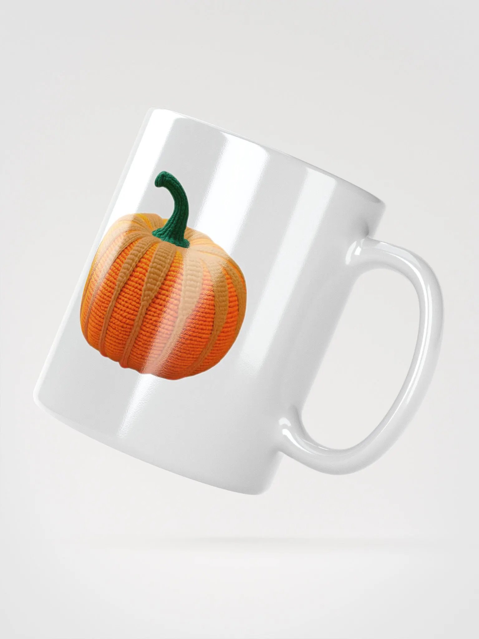 CozyAvocado White Glossy Mug Crochet Pumpkin #1 product image (2)