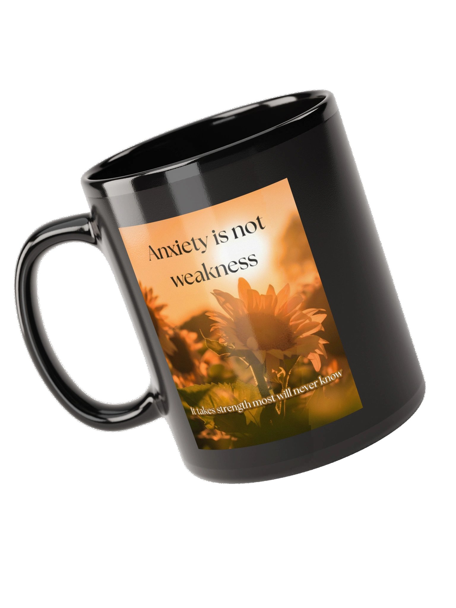 Mind Matter- Anxiety Takes Strength- Black Glossy Mug product image (9)