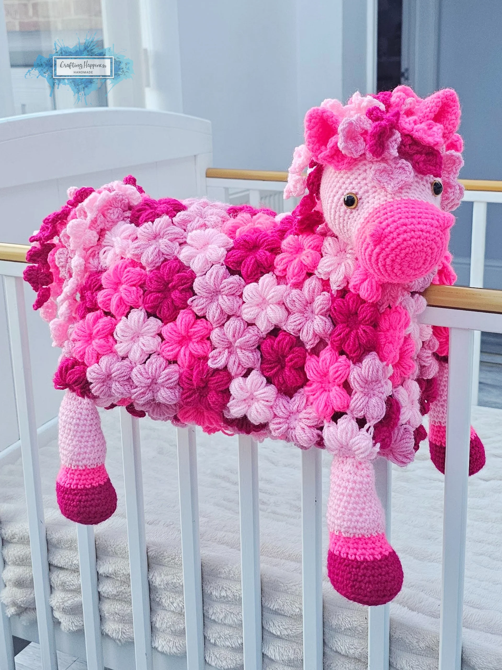 Pink Pony Baby Blanket Crochet Pattern | Folding Farm Horse Toy (PDF) product image (1)