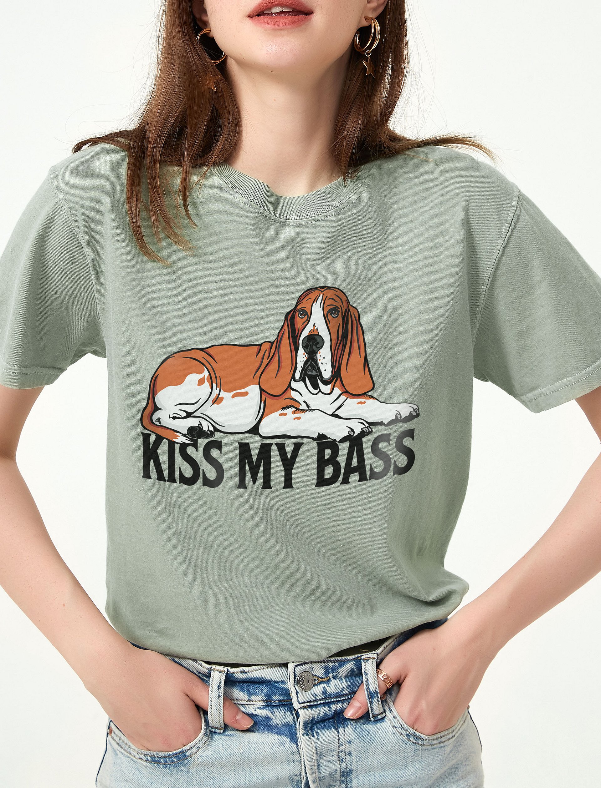 Kiss My Bass T-Shirt | Funny T-Shirt for Basset Hound (Red) Owners product image (2)