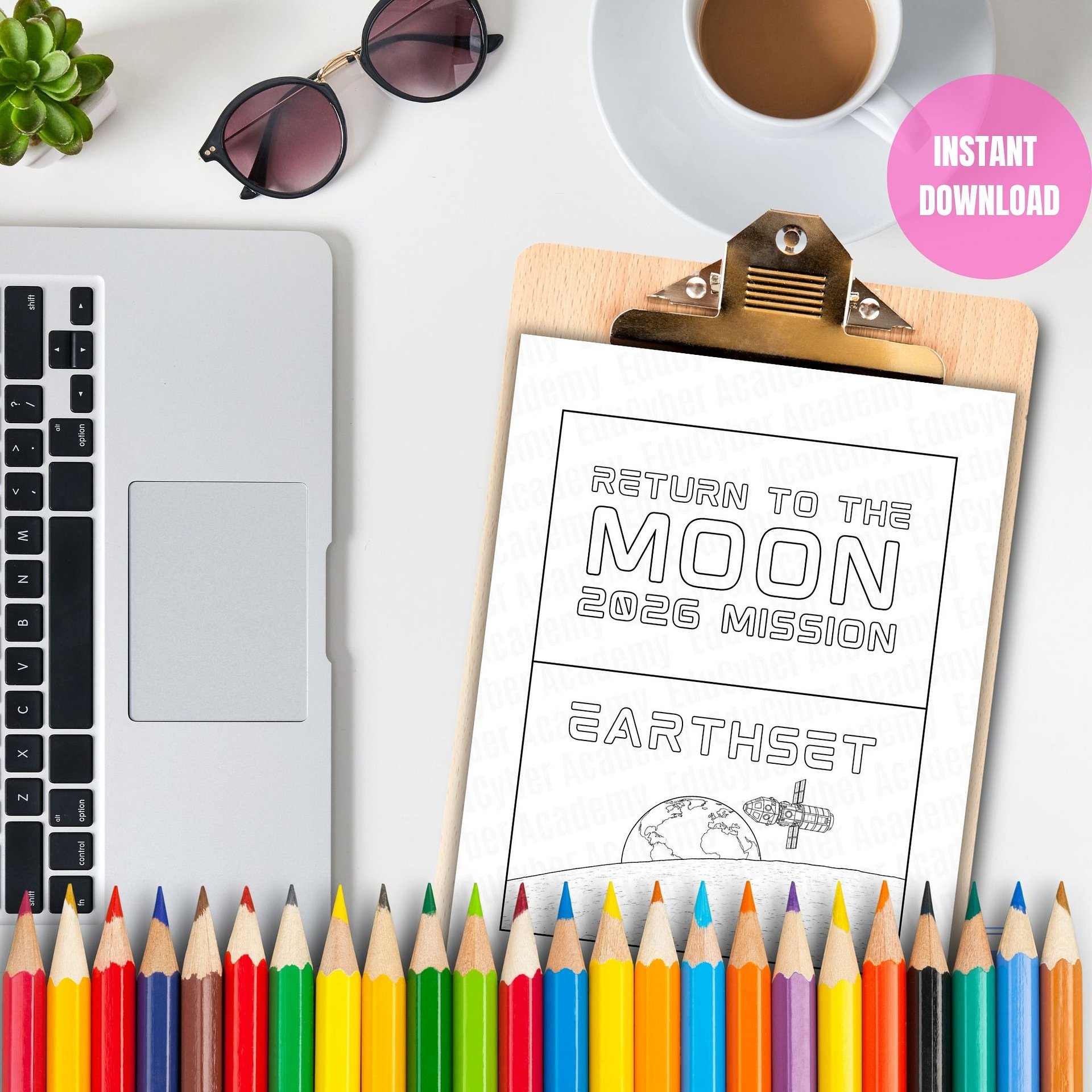 Free Moon Mission Coloring Page, Gift and Keepsake Idea, Printable PDF product image (7)