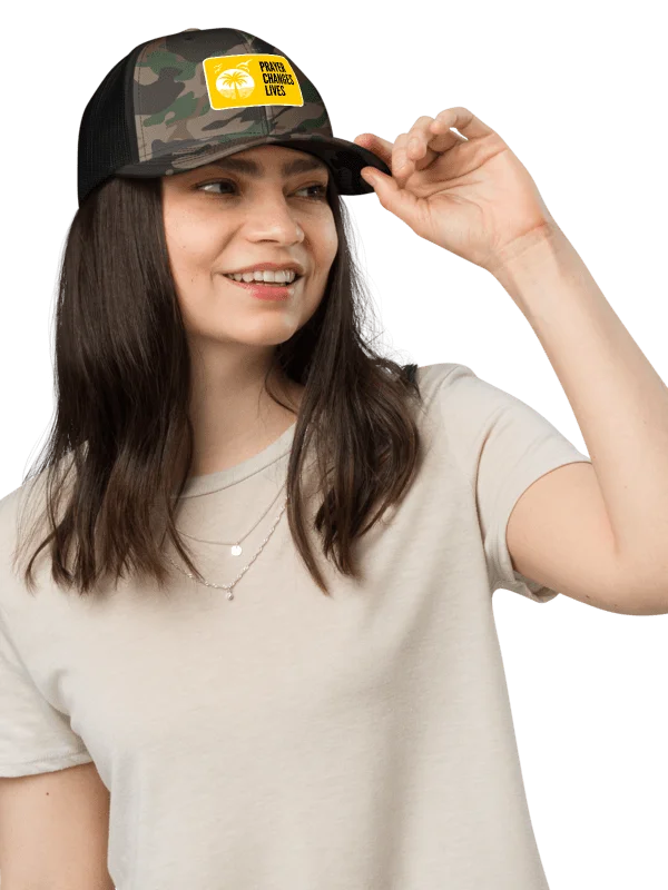 Sunset Serenity Camo Trucker Hat | Prayer changes lives product image (1)