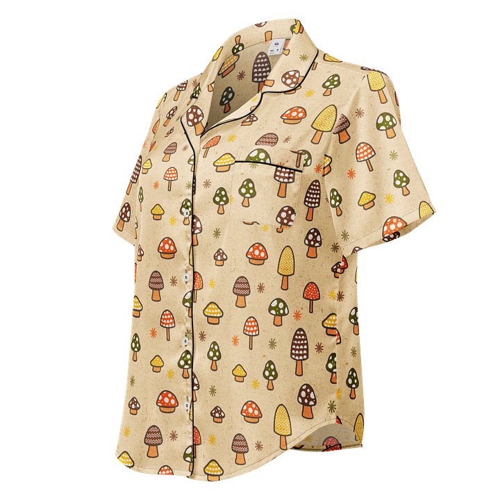 1970s Retro Mushroom Ladies Short Sleeve Pajama Top product image (1)