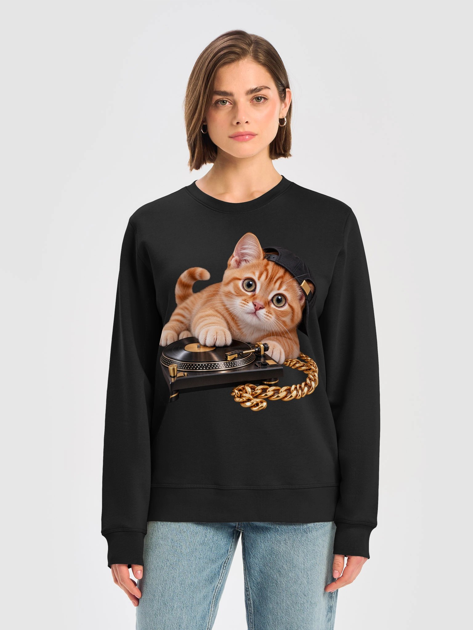 Hip Hop Orange Tabby Kitten – Organic Unisex Sweatshirt product image (25)