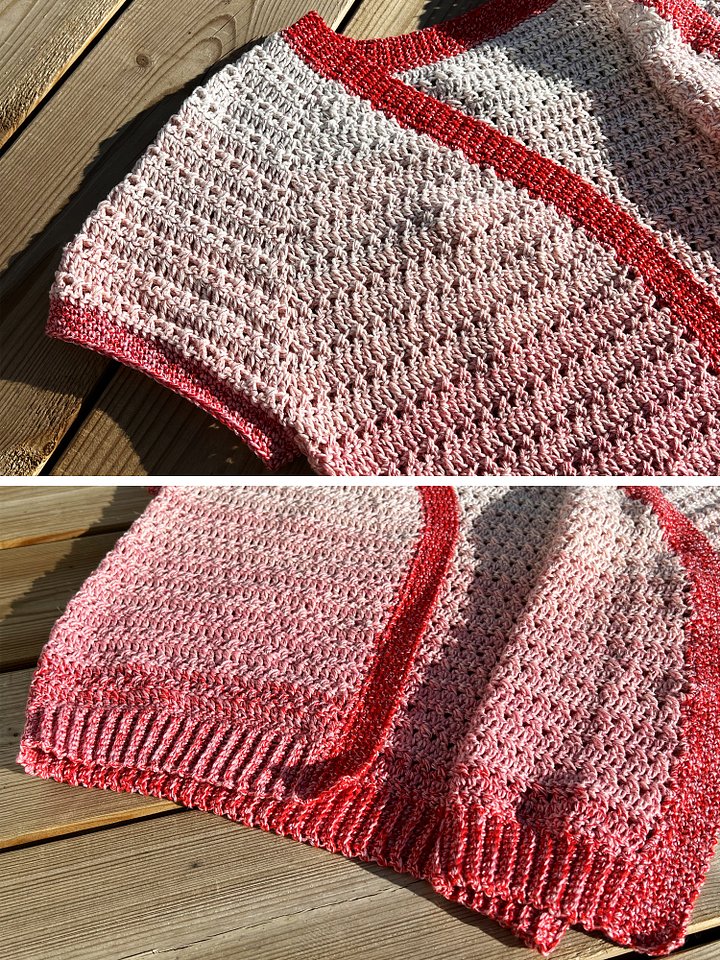 Short Sleeved Red Ombré Cross Cardigan, Size S/M product image (2)