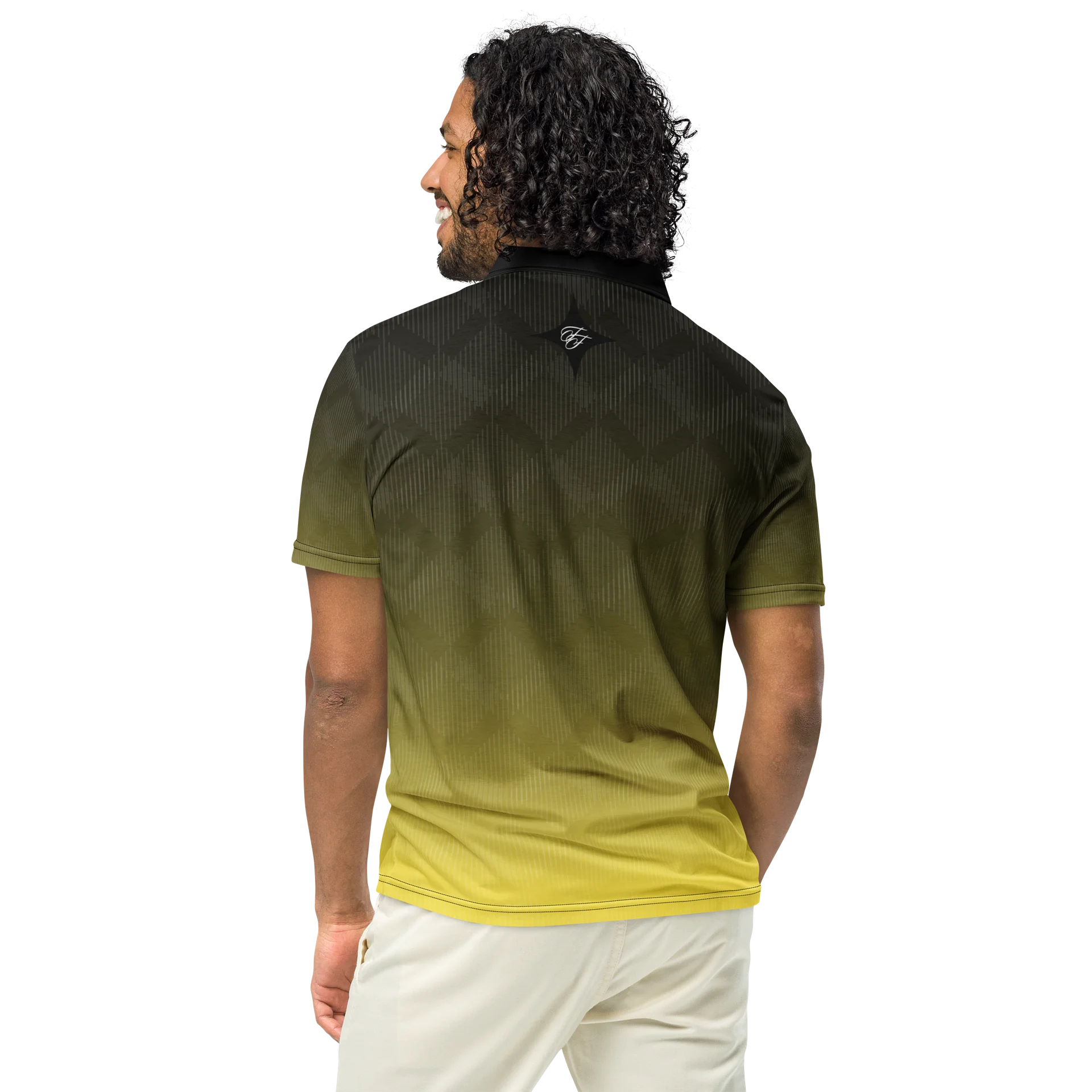 F&F Script Yellow Fade Slim Fit Polo Shirt product image (5)