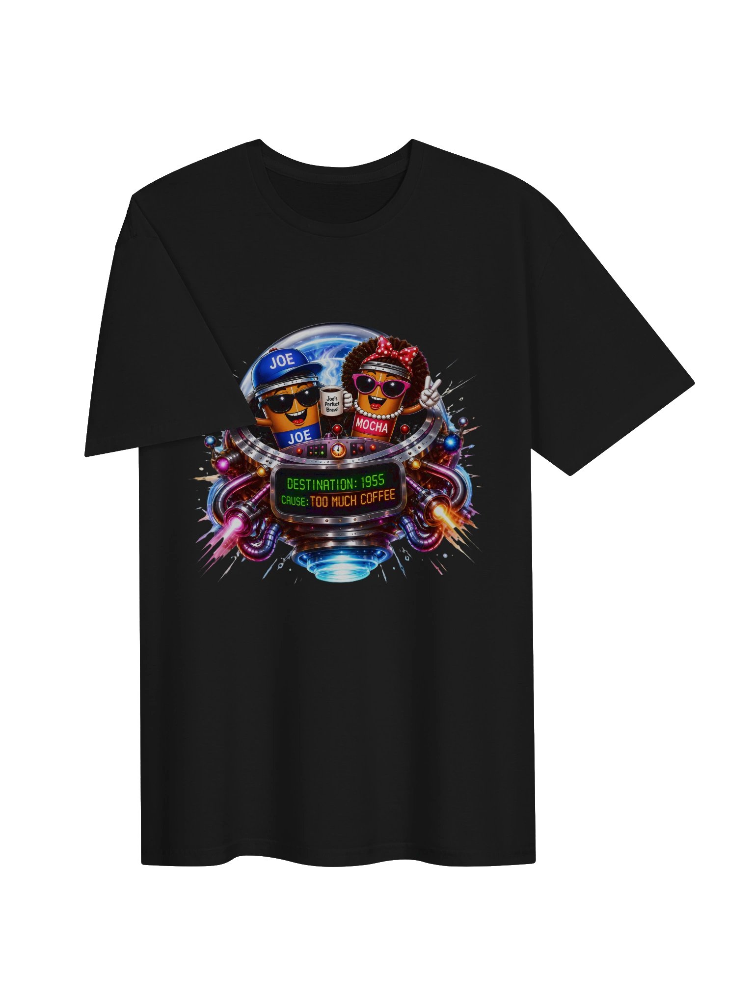 1955 🚀 JOE & MOCHA'S TIME TRAVEL ADVENTURES™ Fueled by Coffee. Powered by Bad Decisions. product image (3)