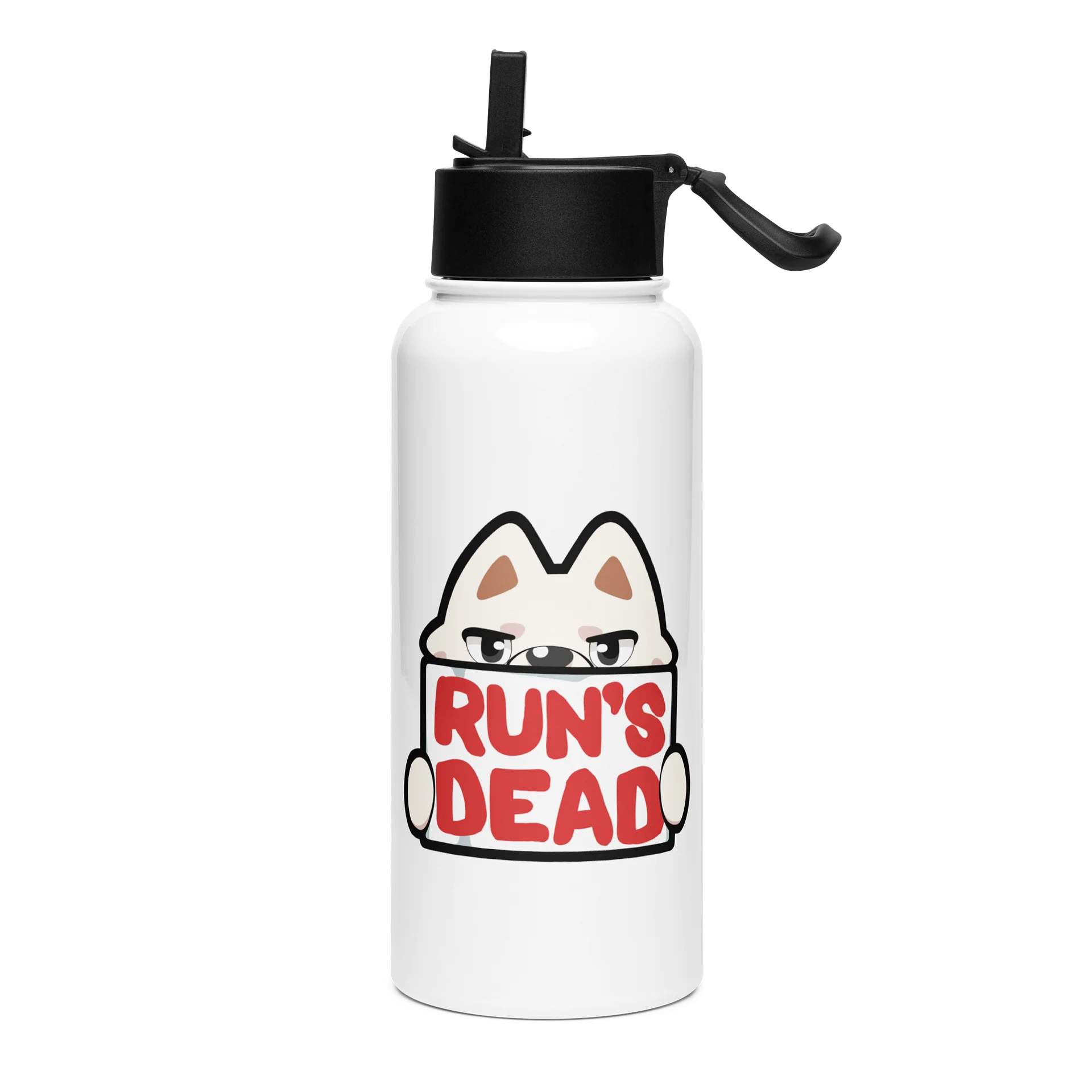 Run's Dead Stainless Steel Water Bottle with a Straw product image (1)