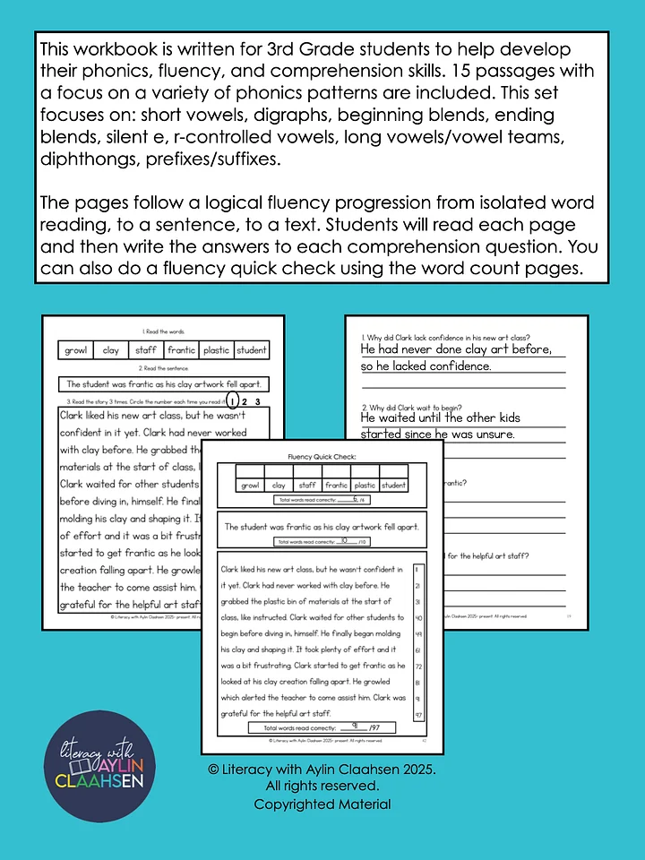 Third Grade Reading Passages to Build Fluency and Comprehension Skills product image (2)