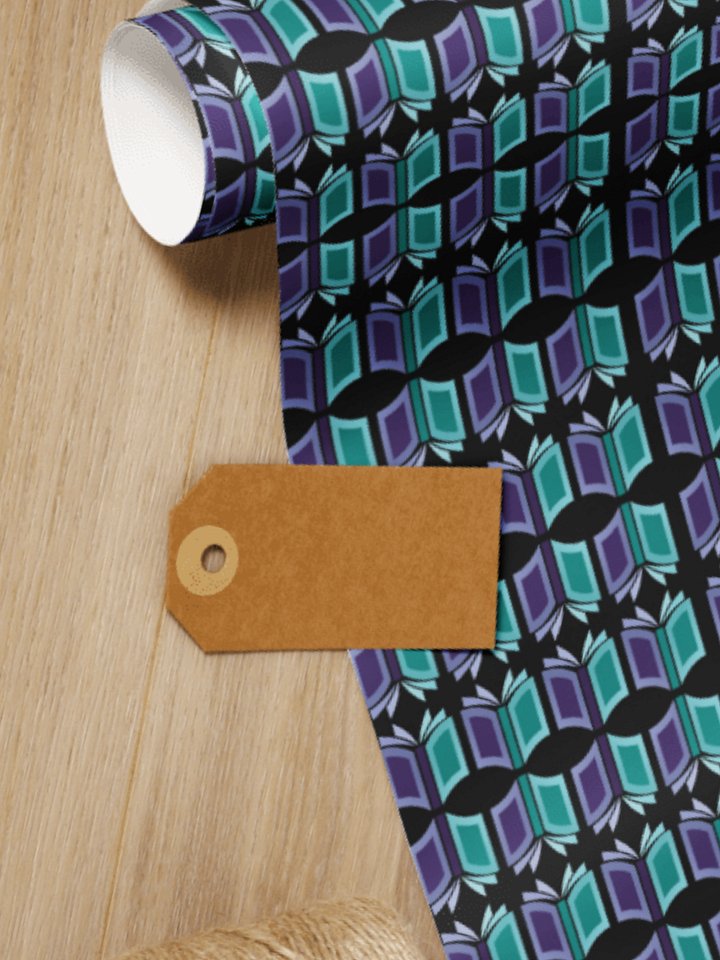 Bookish Wrapping Paper (Black Background) product image (1)
