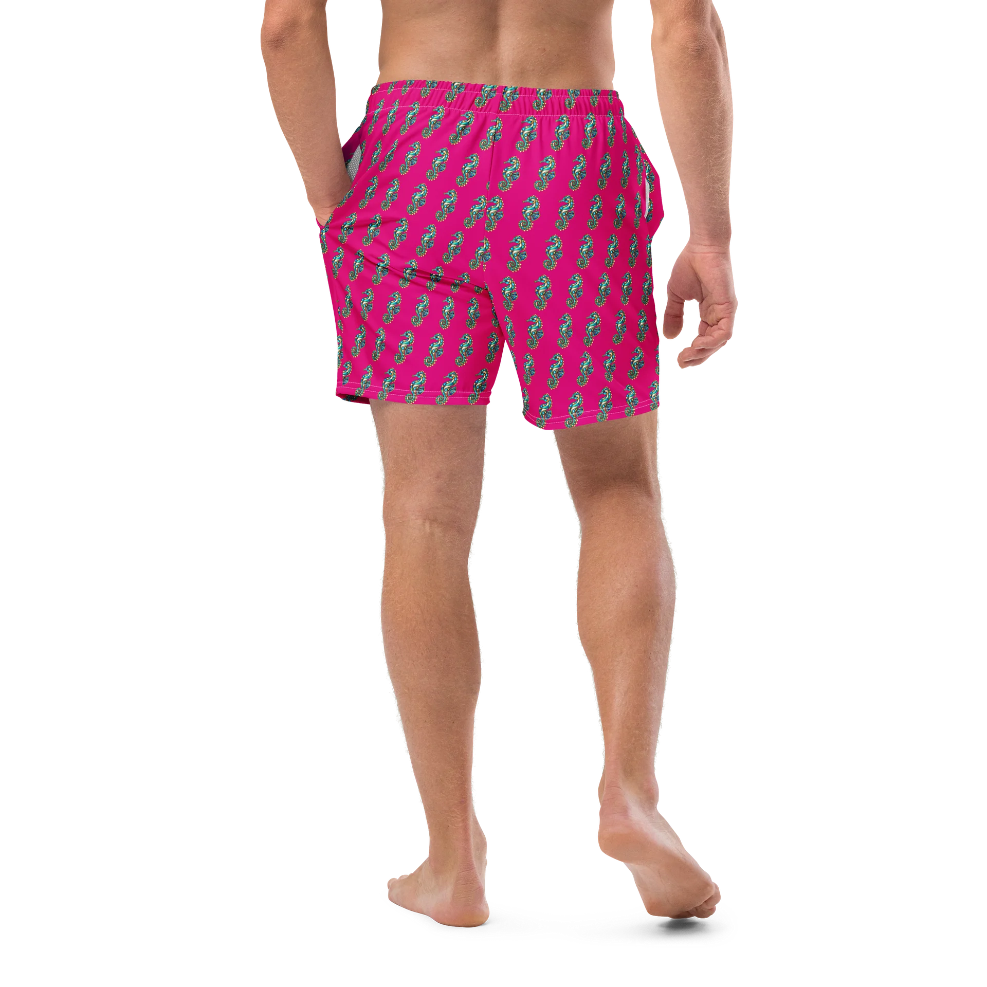 Hot Pink Seahorse Pattern Swim Trunks product image (10)