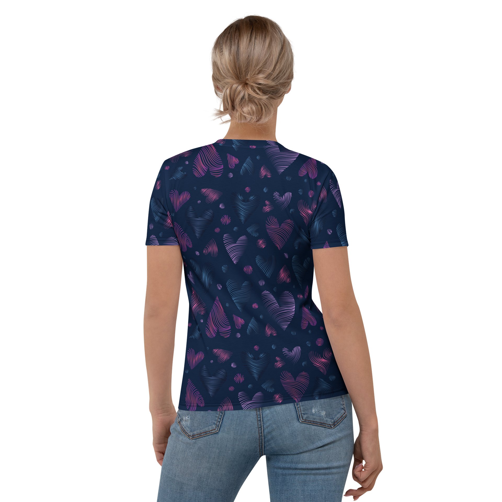 Gradient Wavy Hearts Women's Crew Neck T-Shirt product image (1)