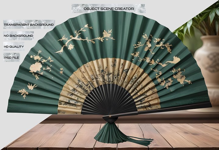 Chinese Art – Fan for Lunar New Year and Lantern Festival Decor PNG product image (2)