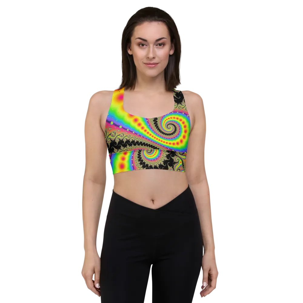 Fractal Longline Sports Bra - Pink Lemonade and Candy Twists product image (9)