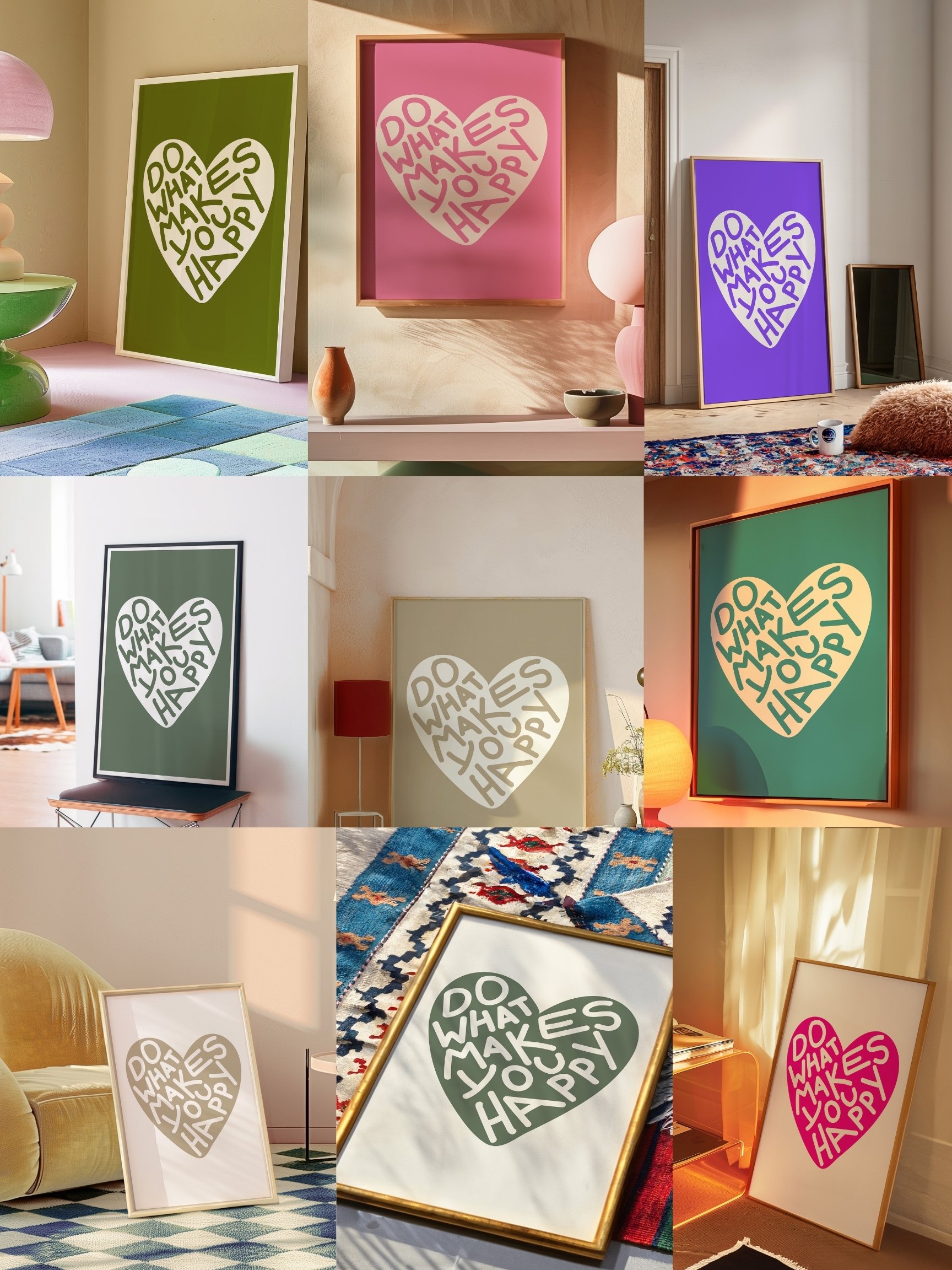 Heart Wall Art Multicolor and White Posters Trendy Wall Prints product image (5)