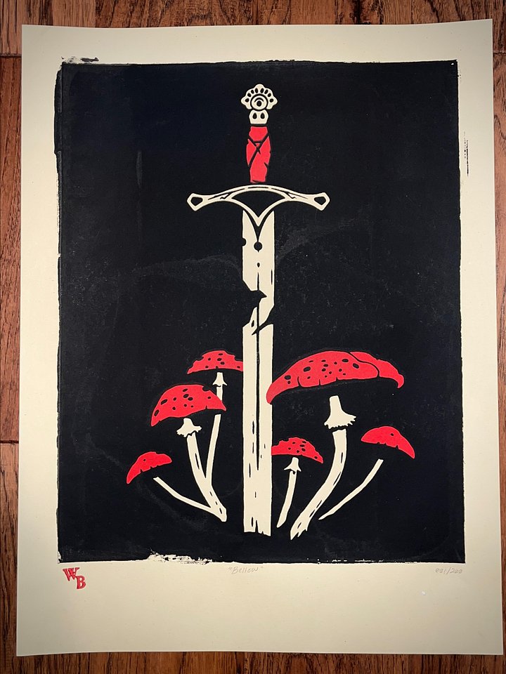 🍄 BELLOW PRINT🍄 Hand-Pulled Print (Edition of 200) 25"x19" product image (1)