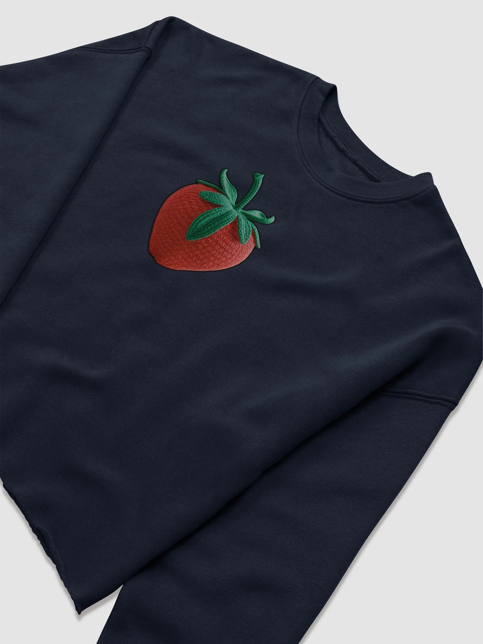 CozyAvocado Women's Navy Fleece Crop Sweatshirt Strawberry #1 product image (5)