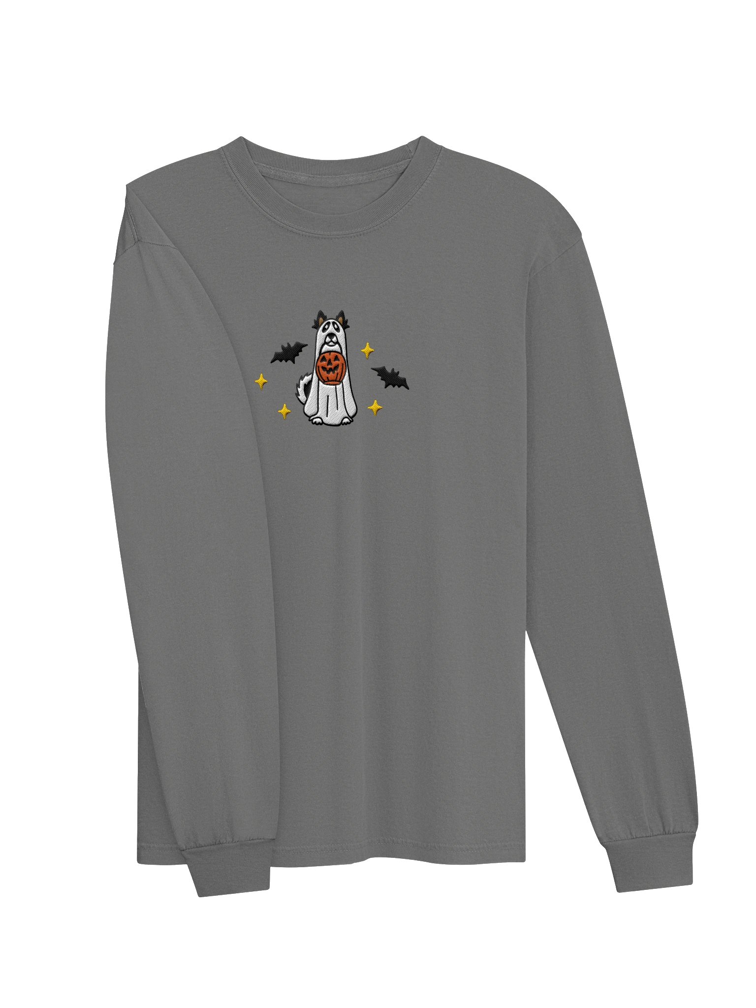 Halloween Alaskan Malamute(Black & White) Embroidered Long-Sleeve T-Shirt product image (11)