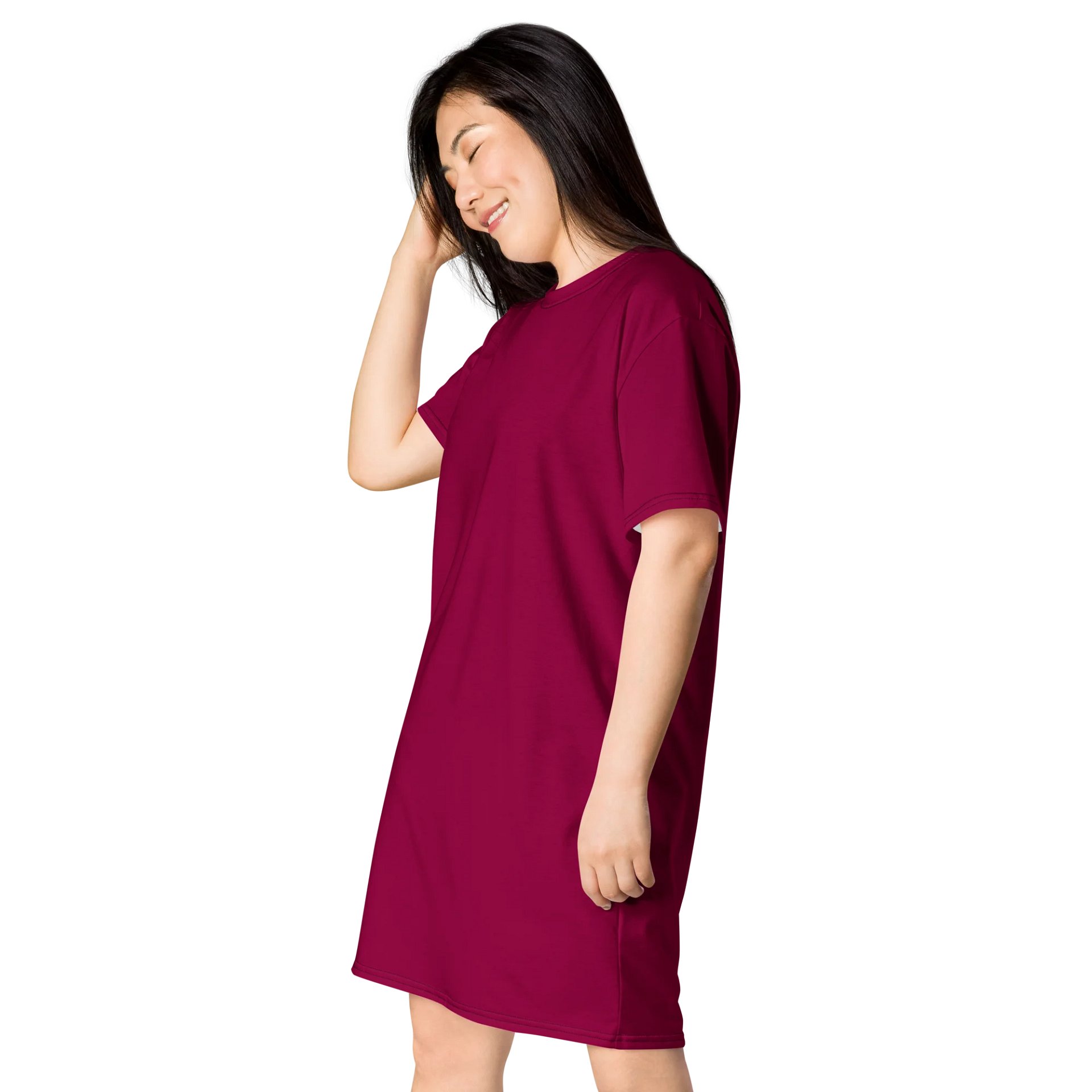 Oversized T-Shirt Dress - Deep Burgundy 2, Sizes 2XS-6XL product image (3)