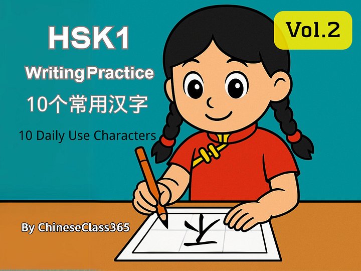HSK1 Write Practice Book Vol.2 – 10 Daily Use Hanzi | Writing Workbook PDF product image (1)
