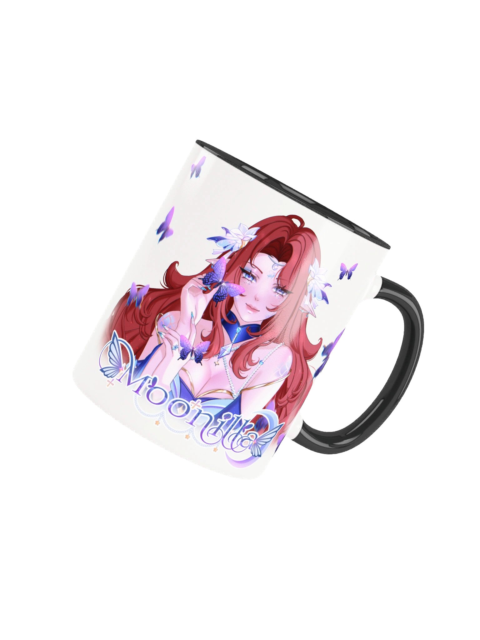 Moon Mermaid Butterfly Dream Mug (Colored Inside, Left Handed) product image (42)