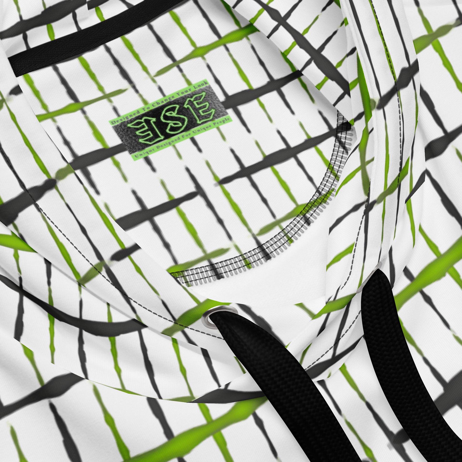 Neon Pulse Grid – Urban Style Green Interlock Unisex Hoodie product image (2)
