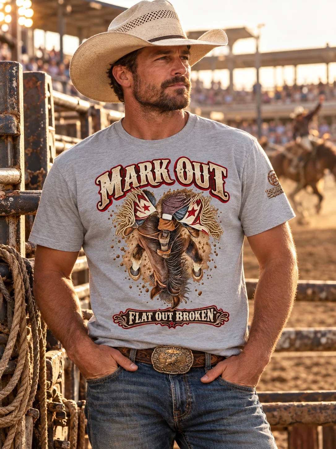 Bareback Bronc Riding Shirt — Mark Out Rodeo Tee | Broken Roughstock™ product image (1)