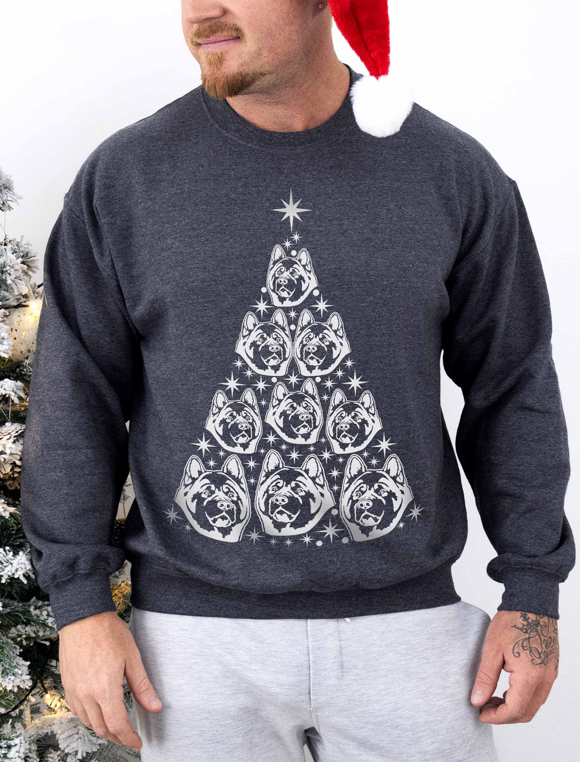 American Akita Christmas Tree Sweatshirt Design for American Akita Paw-rents product image (6)