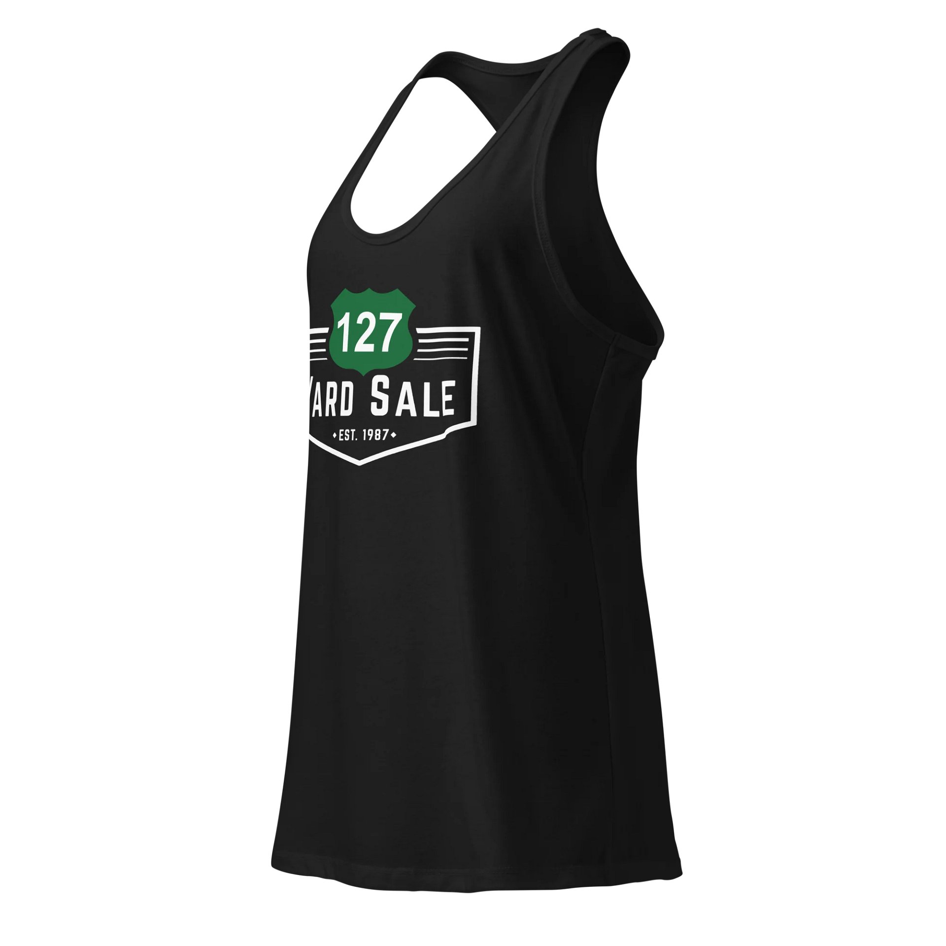 127 Yard Sale (2025) Vintage - Next Level Women's Racerback Tank Top - Black product image (3)