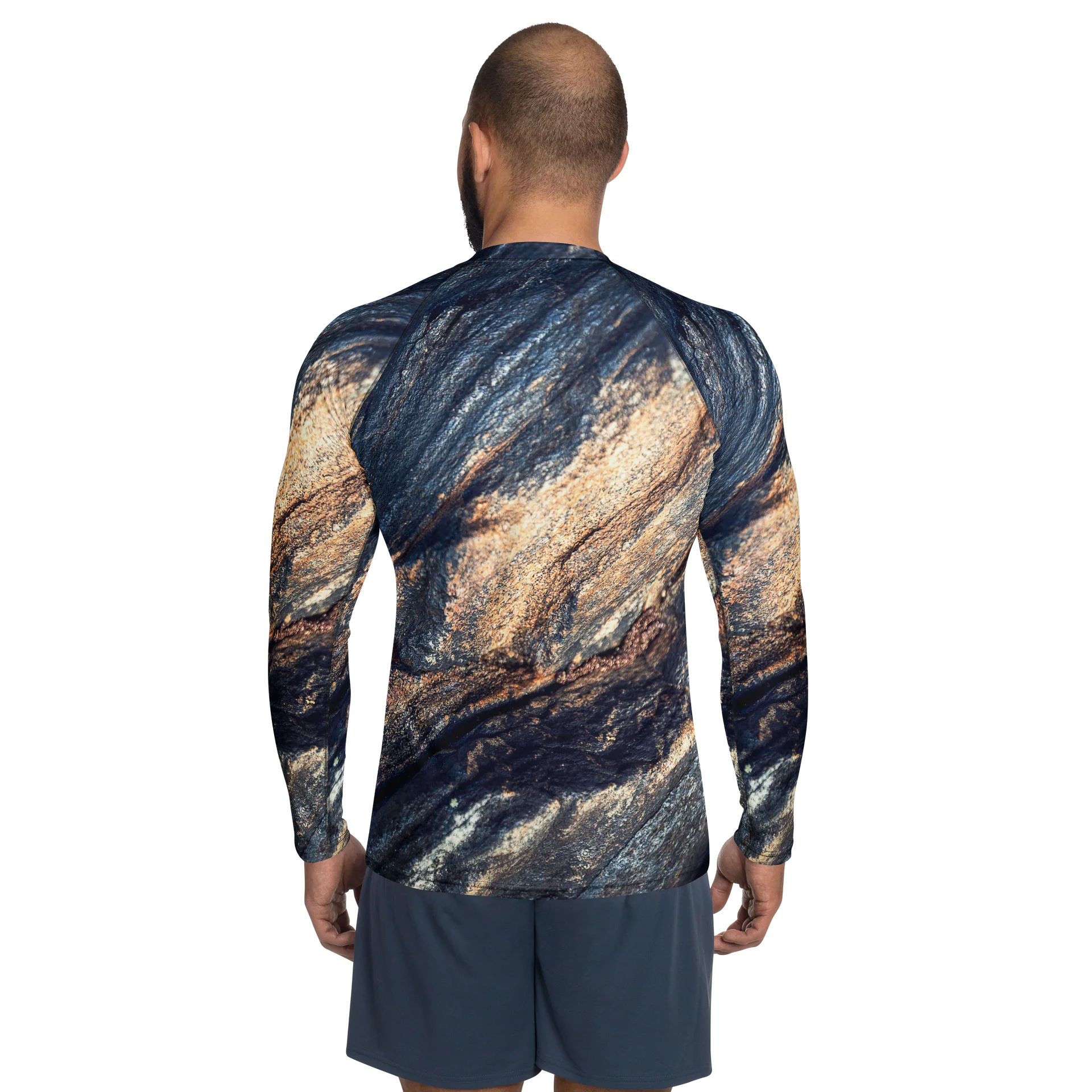 Obsidian Vein All-Over Print Men's Dark Mineral Long Sleeve Rash Guard product image (2)