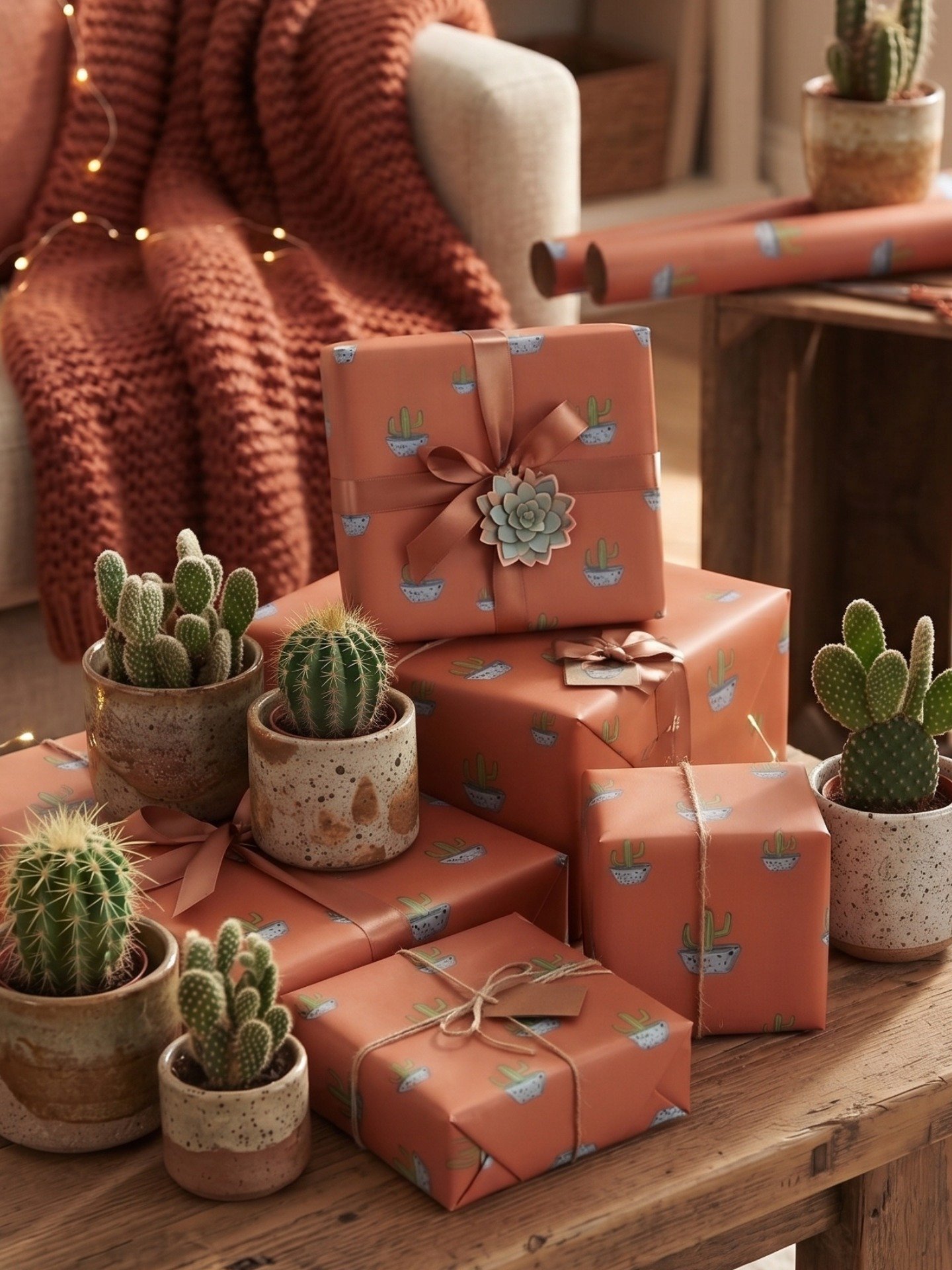 Saguaro Plant Botanical Classic Patterned Wrapping Paper, Matte or Glossy Finish product image (1)