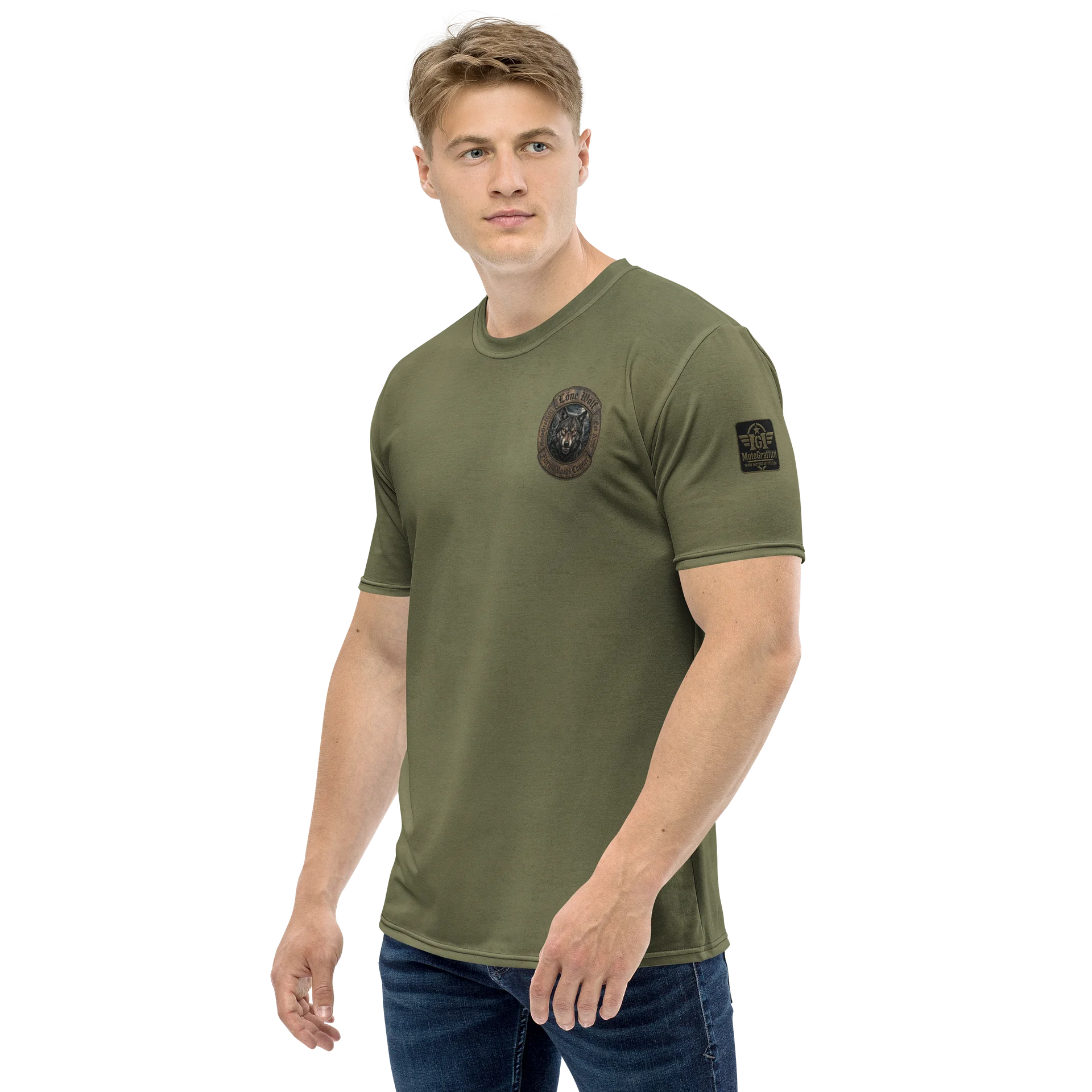 Lone Wolf MötoGraffitti Weathered OD Green Tee product image (3)