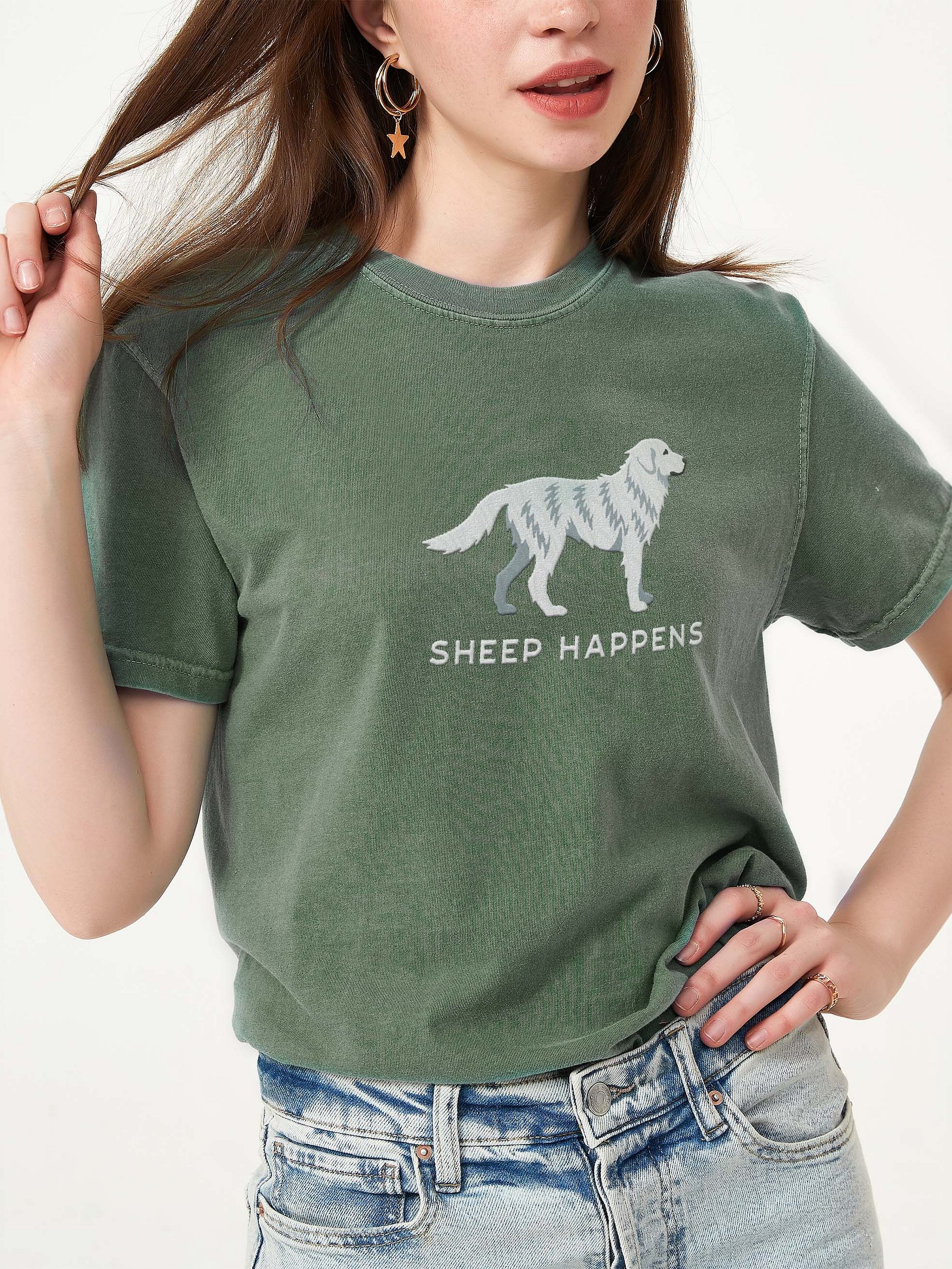 Sheep Happens T-Shirt (Embroidered) of a Maremma Sheepdog product image (1)