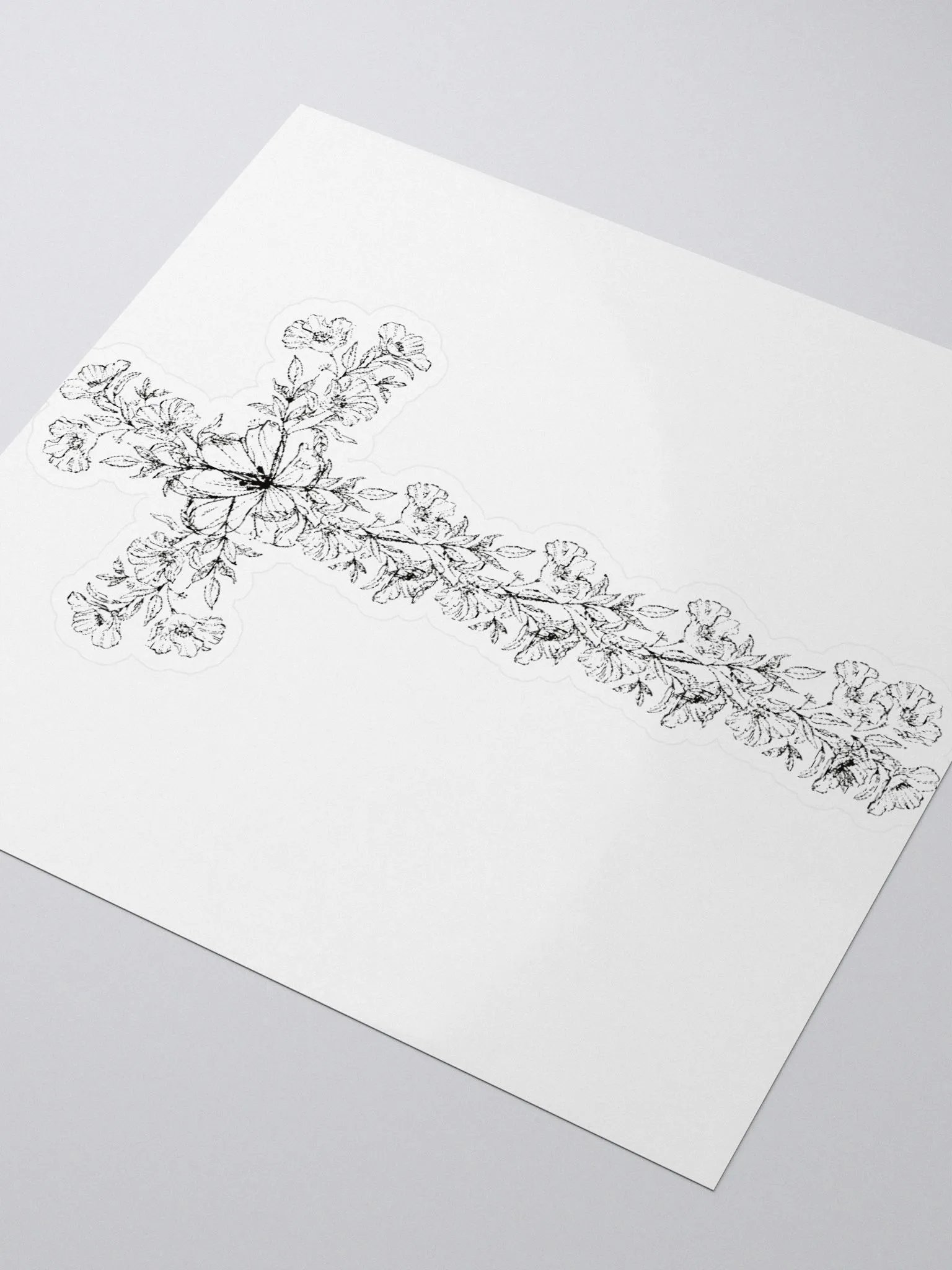 Black & White Floral Cross Sticker product image (3)