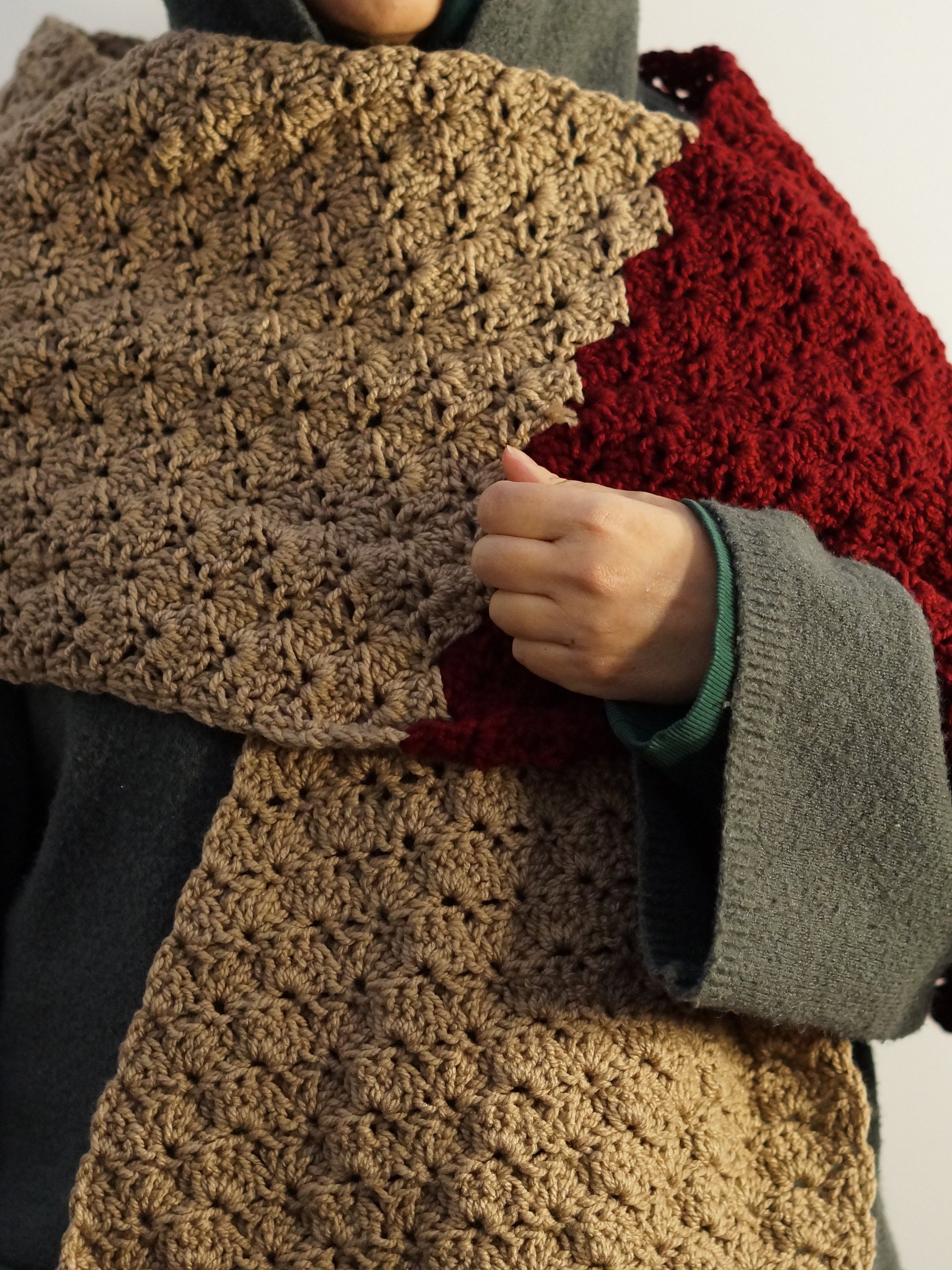 Shell stitch rectangular shawl crochet pattern product image (2)