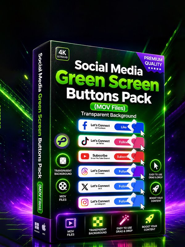 Social Media Green Screen Buttons Pack (MOV Files) – Transparent Background product image (1)