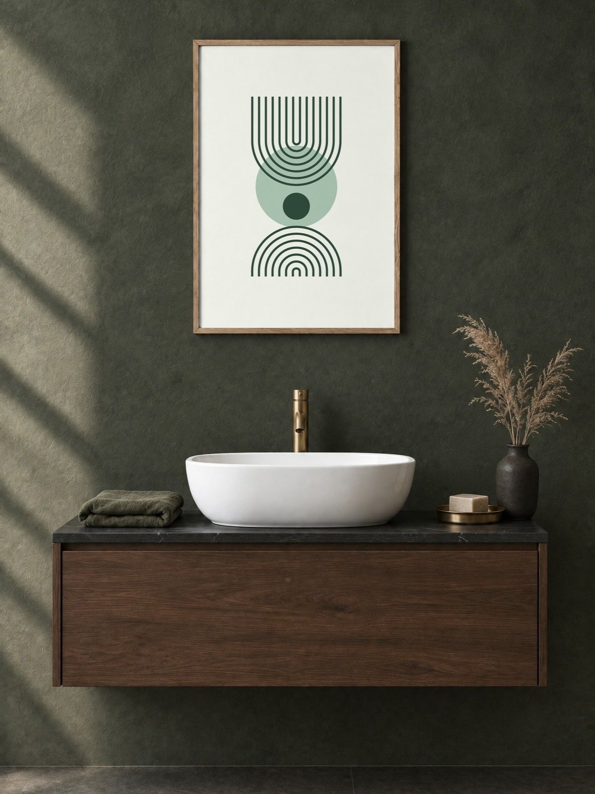 Green Line Arch Print | Boho Bathroom Wall Art product image (2)