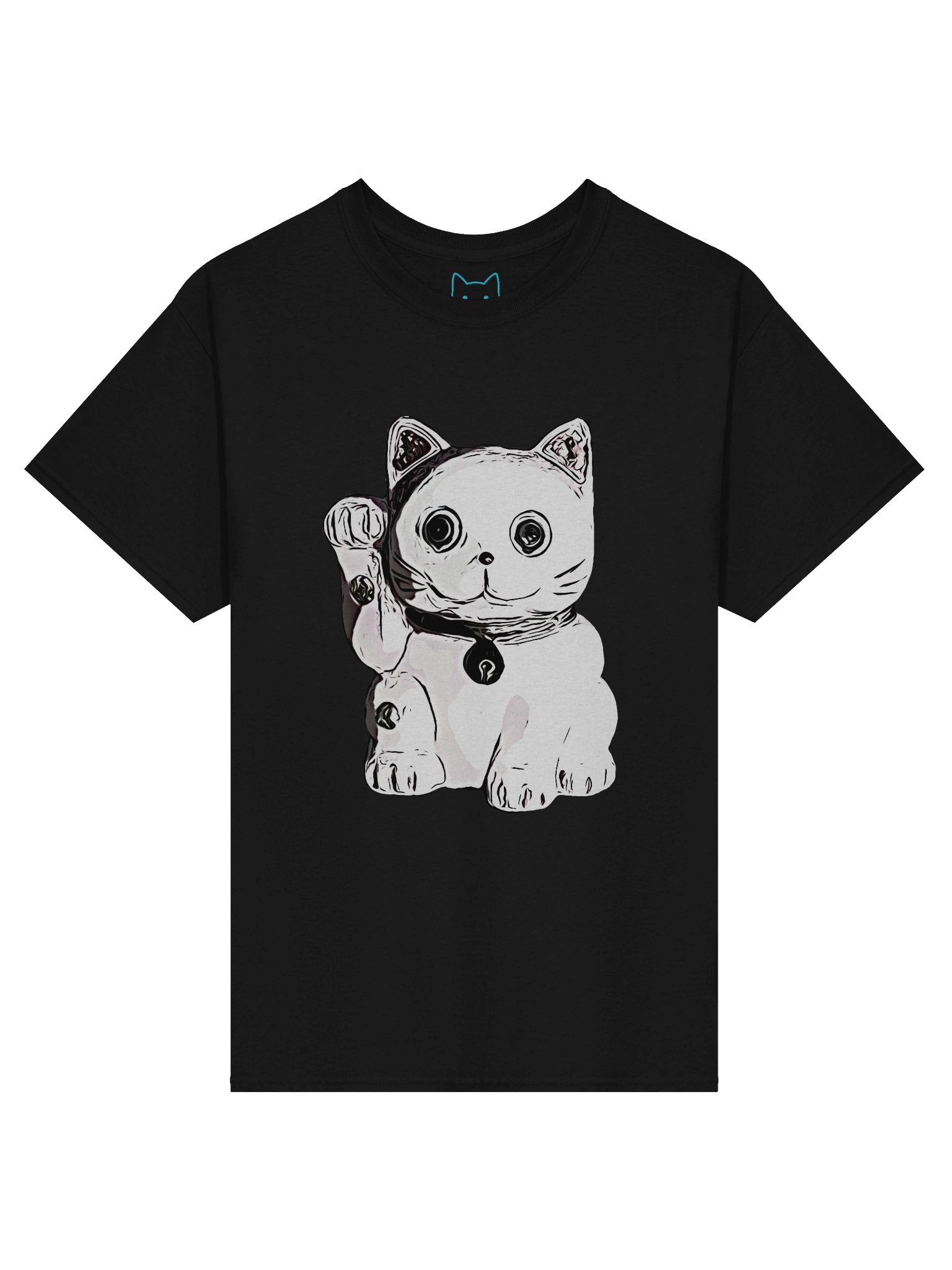 Maneki-Neko Pop Art Left Paw Raised for Welcoming Customers Boxy Fit Unisex T-Shirt product image (5)