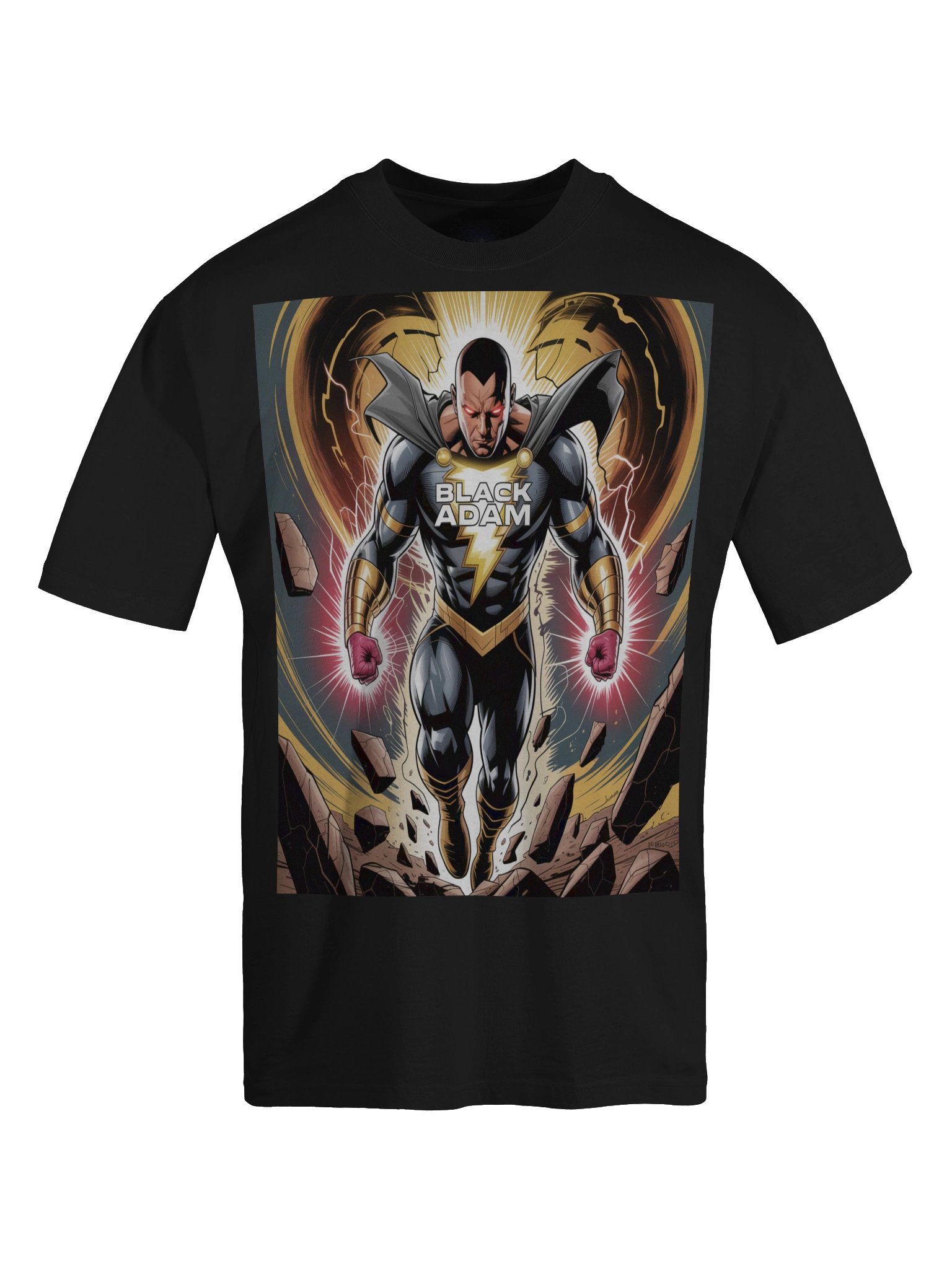 Black Adam Kahndaq Fury Oversized Faded T-Shirt – Shazam Lightning Eclipse product image (1)
