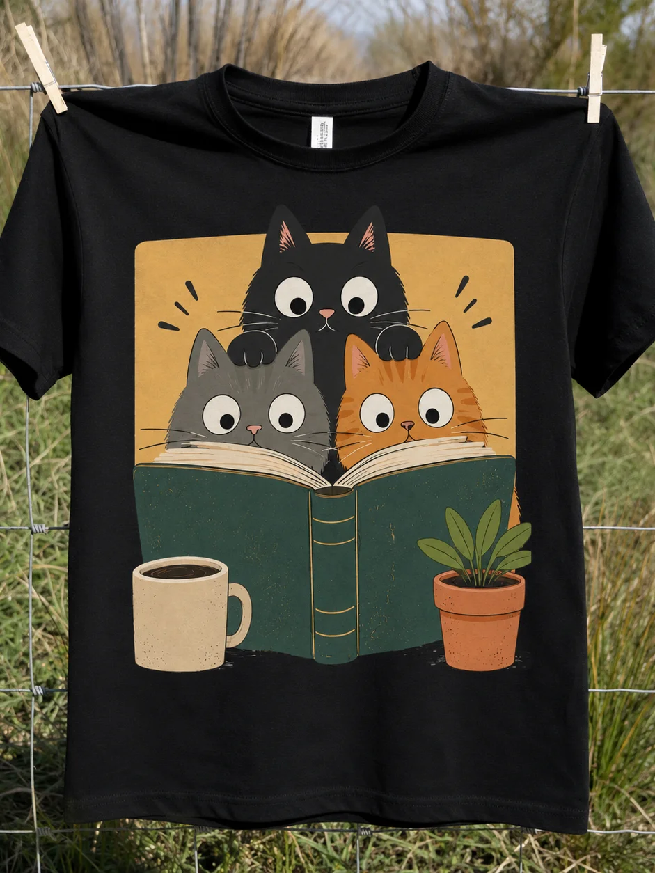 Bookworm Cats T-Shirt product image (5)