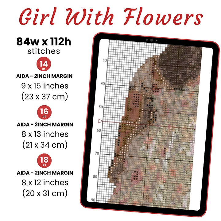Girl With Flowers Cross Stitch Pattern product image (2)