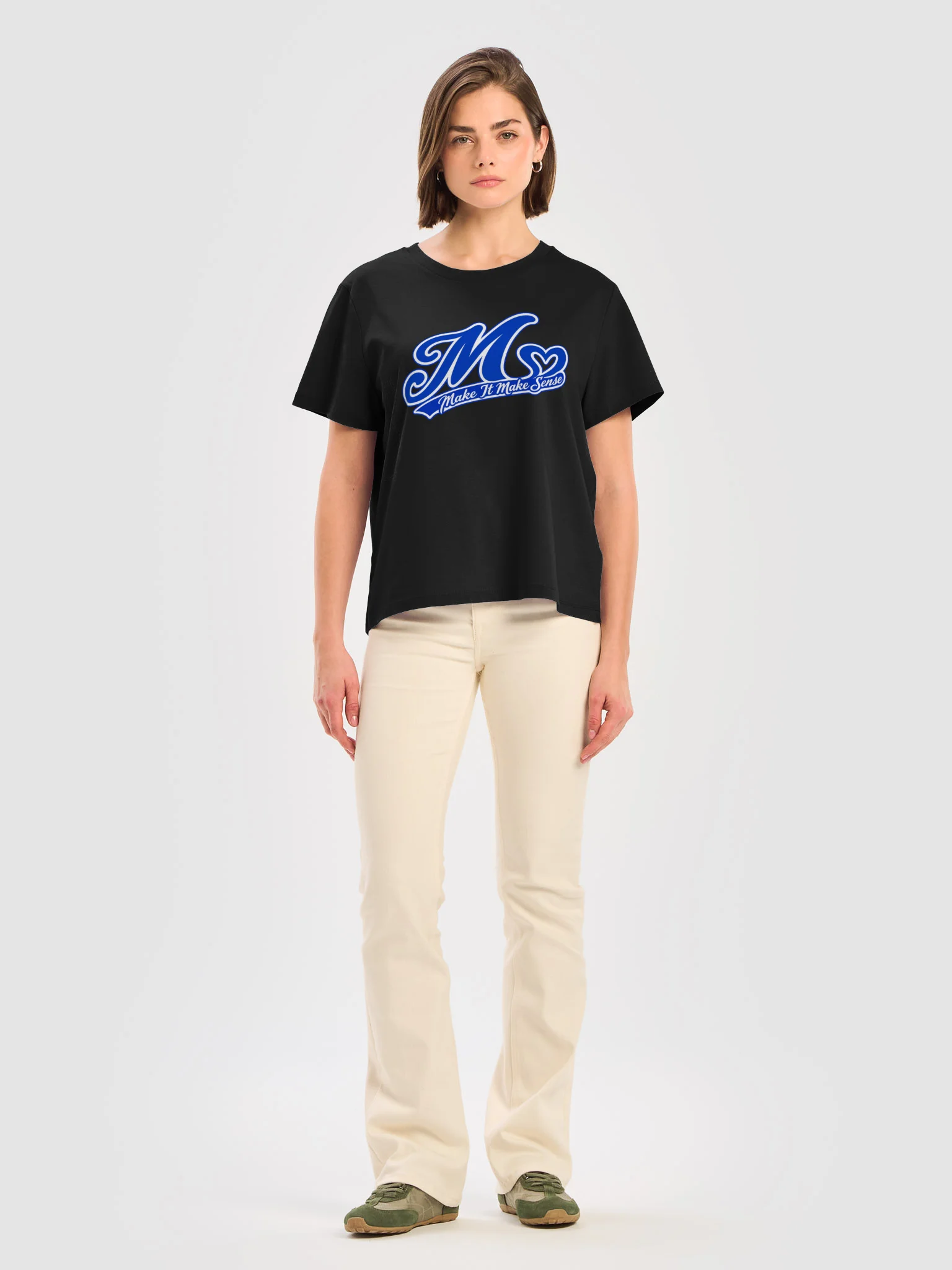 Make It Make Sense Women’s Blue M Heart Logo T-Shirt product image (30)