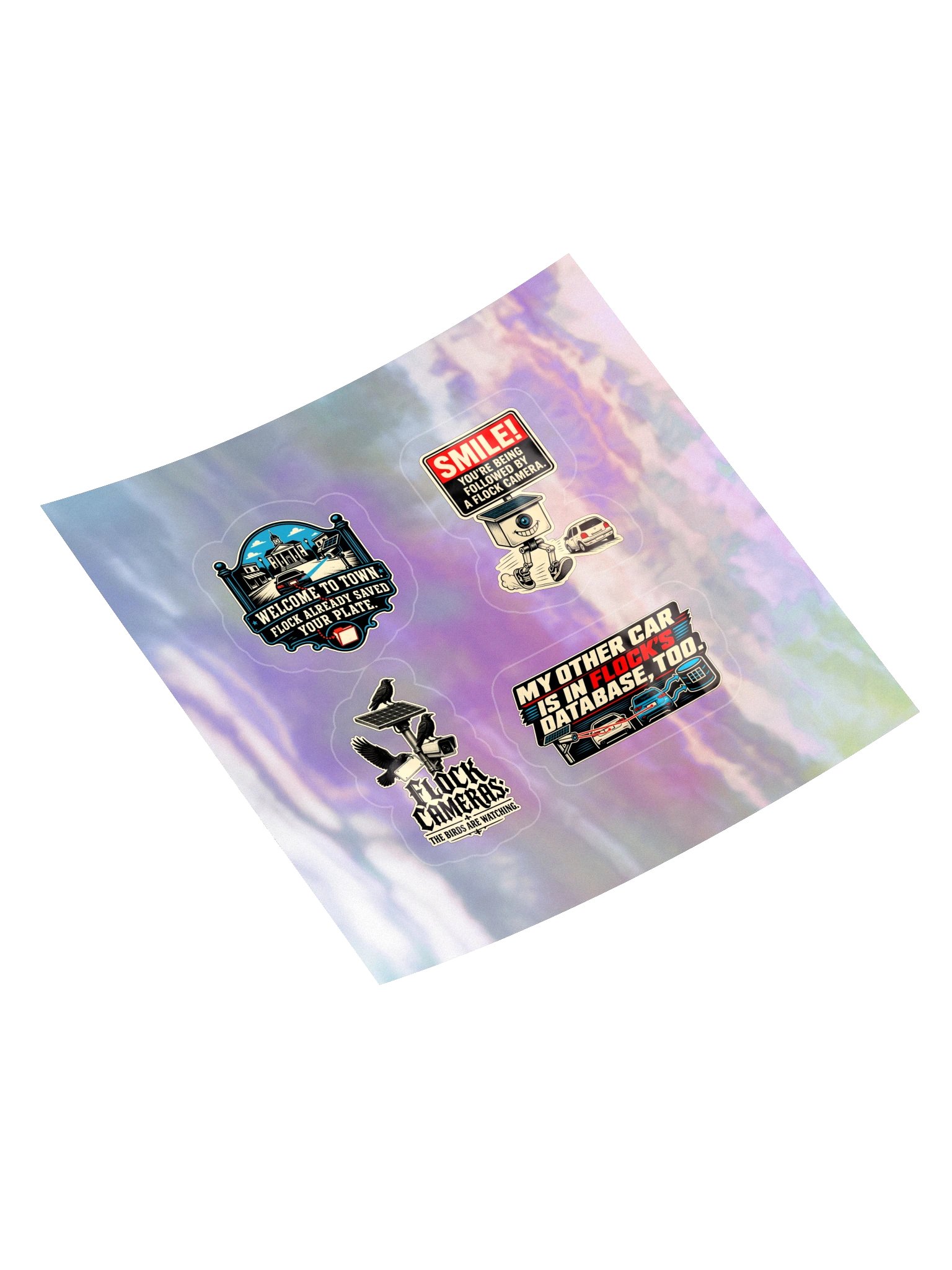 Anti-Flock Surveillance — 4-Design Holographic Sticker Sheet product image (4)