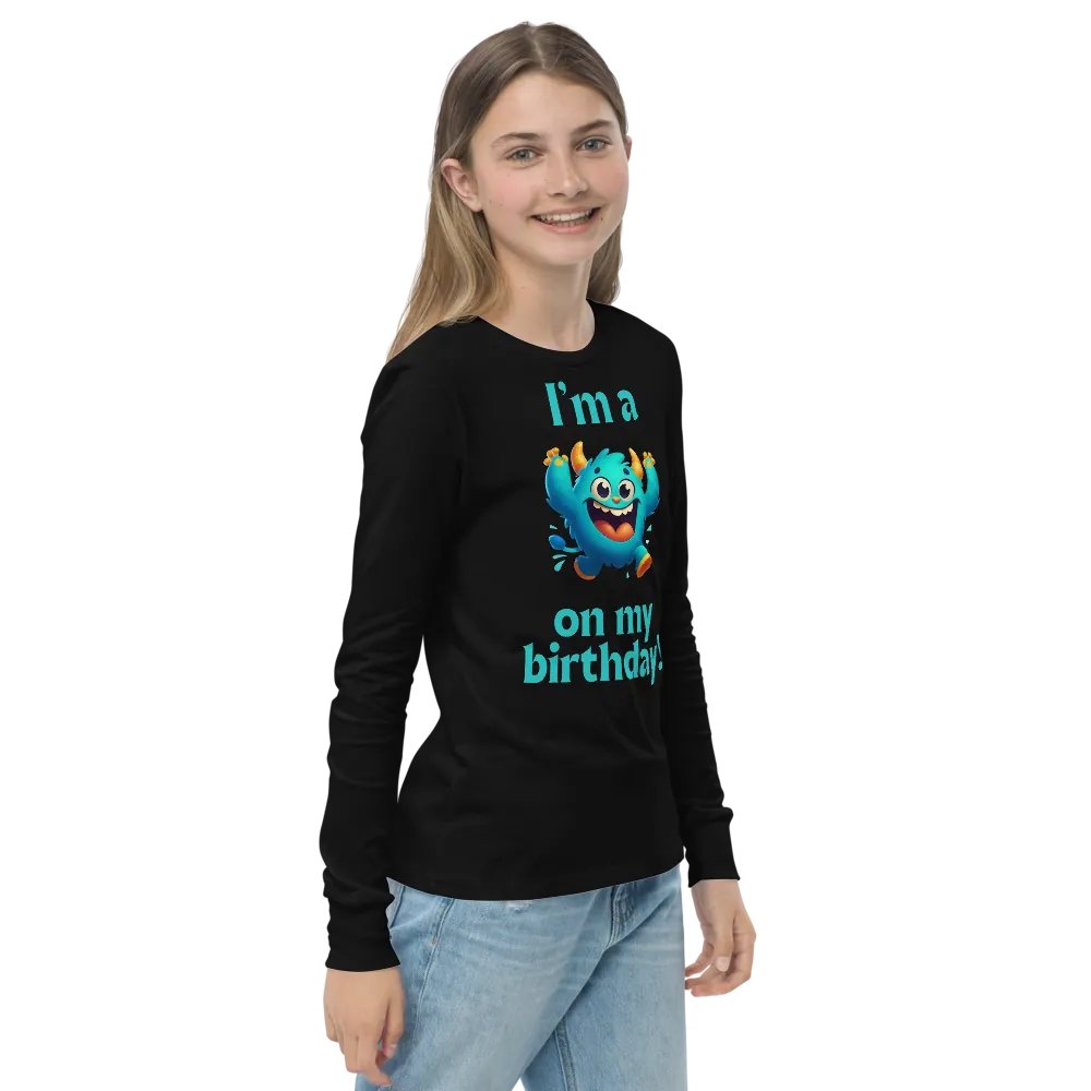 Cheerful Birthday Monster Youth Long Sleeve T-Shirt product image (4)